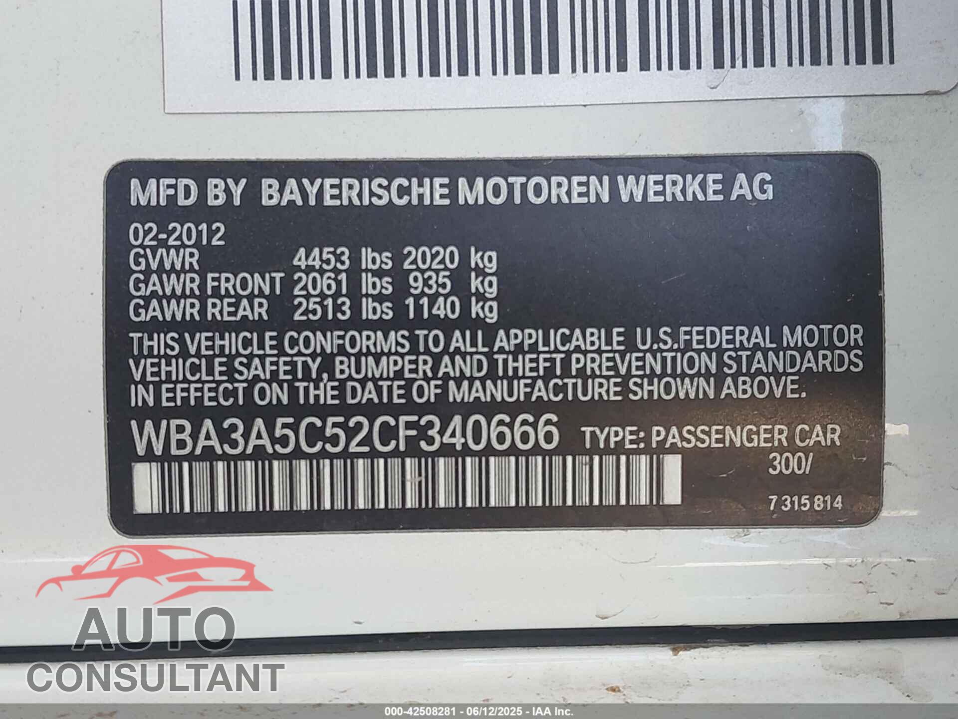 BMW 328I 2012 - WBA3A5C52CF340666