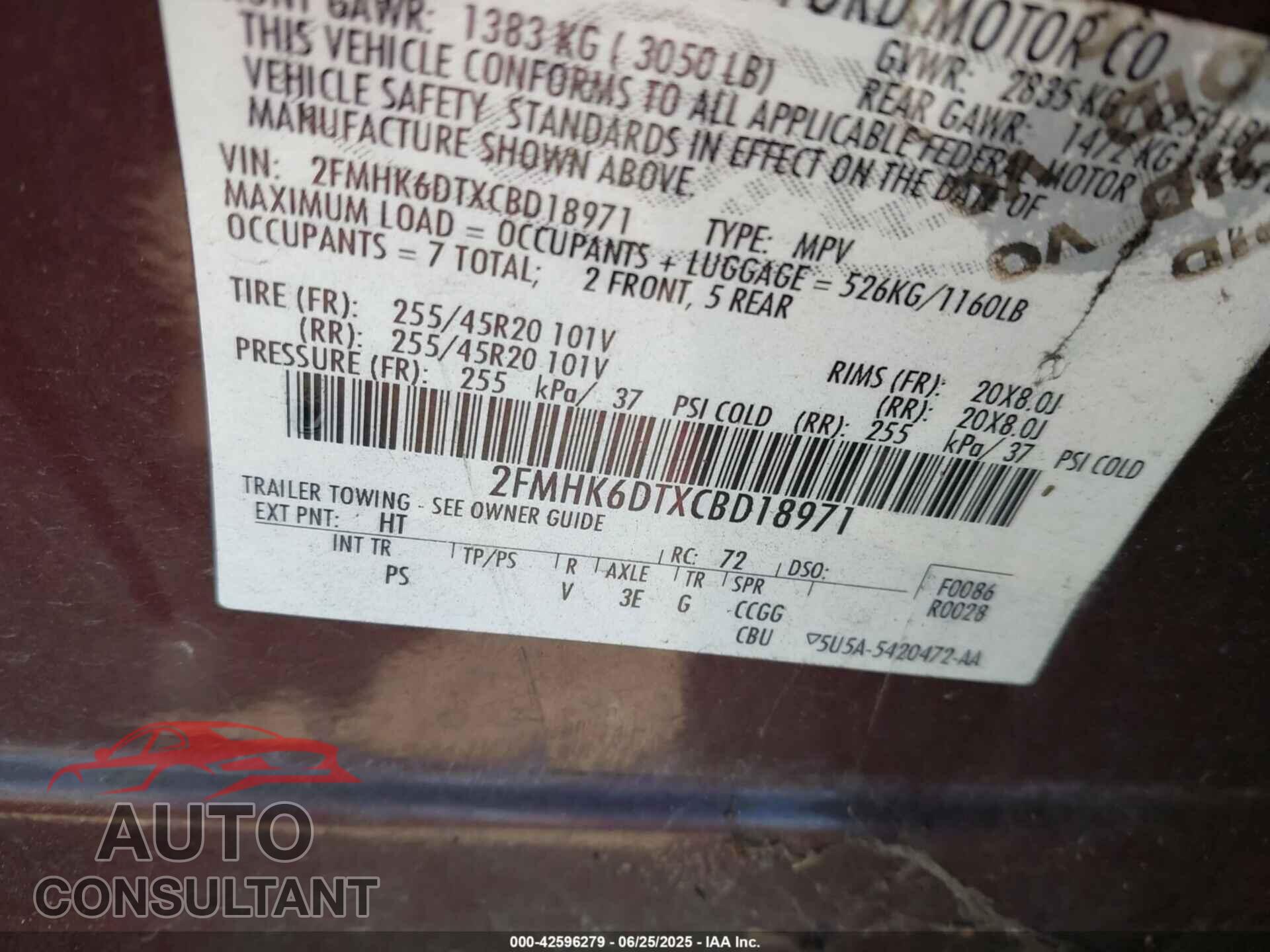 FORD FLEX 2012 - 2FMHK6DTXCBD18971