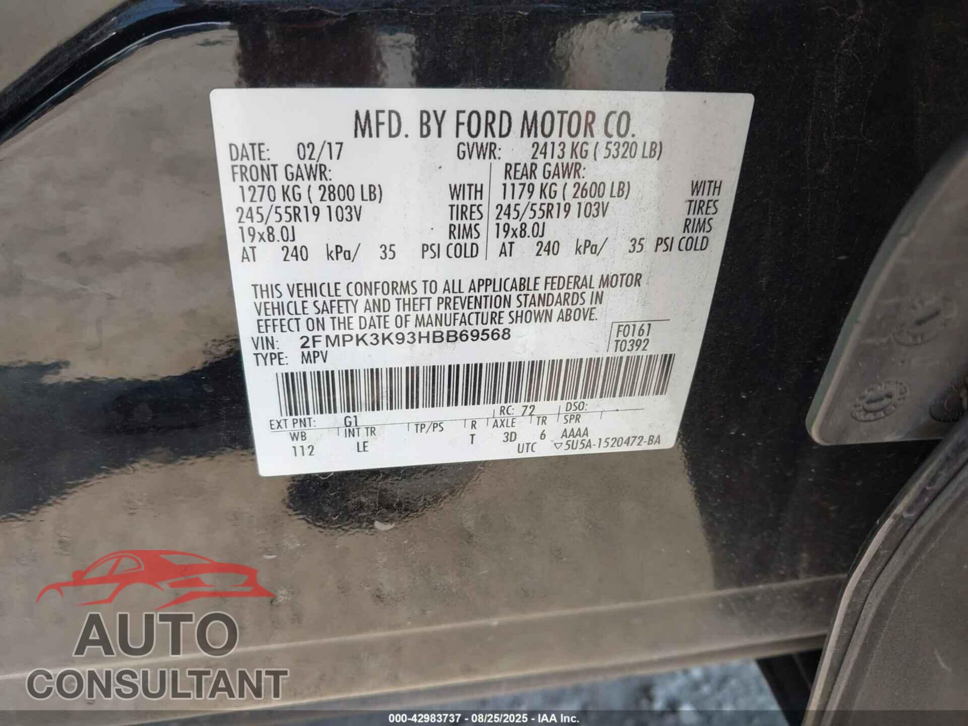 FORD EDGE 2017 - 2FMPK3K93HBB69568