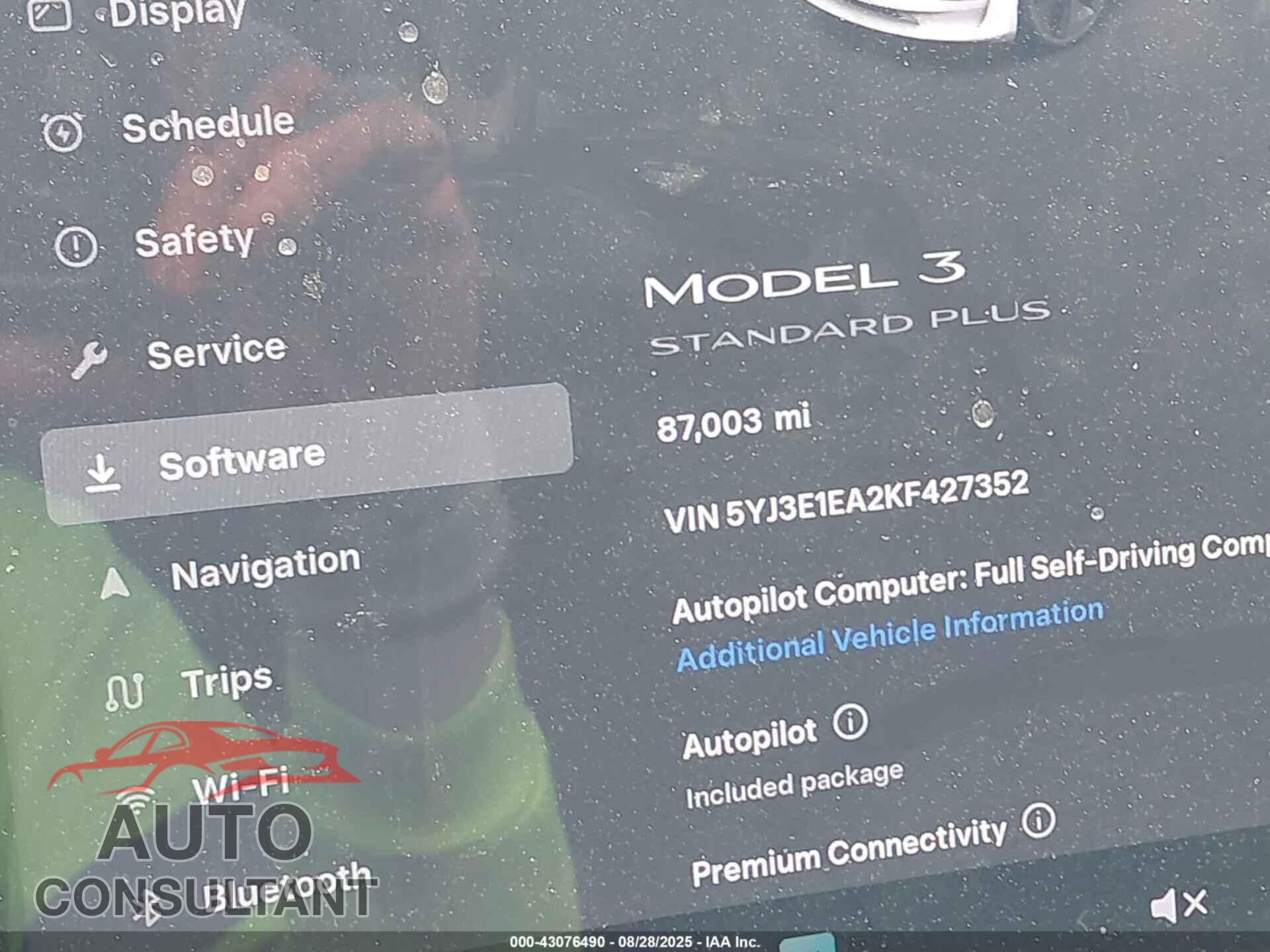 TESLA MODEL 3 2019 - 5YJ3E1EA2KF427352