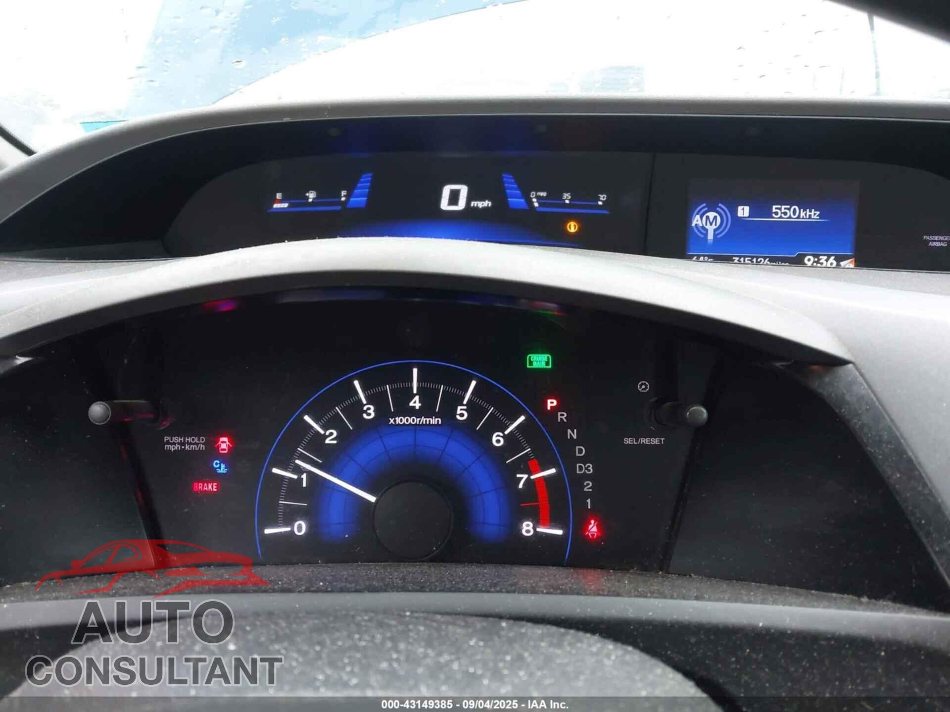 HONDA CIVIC 2012 - 2HGFB2F92CH535645