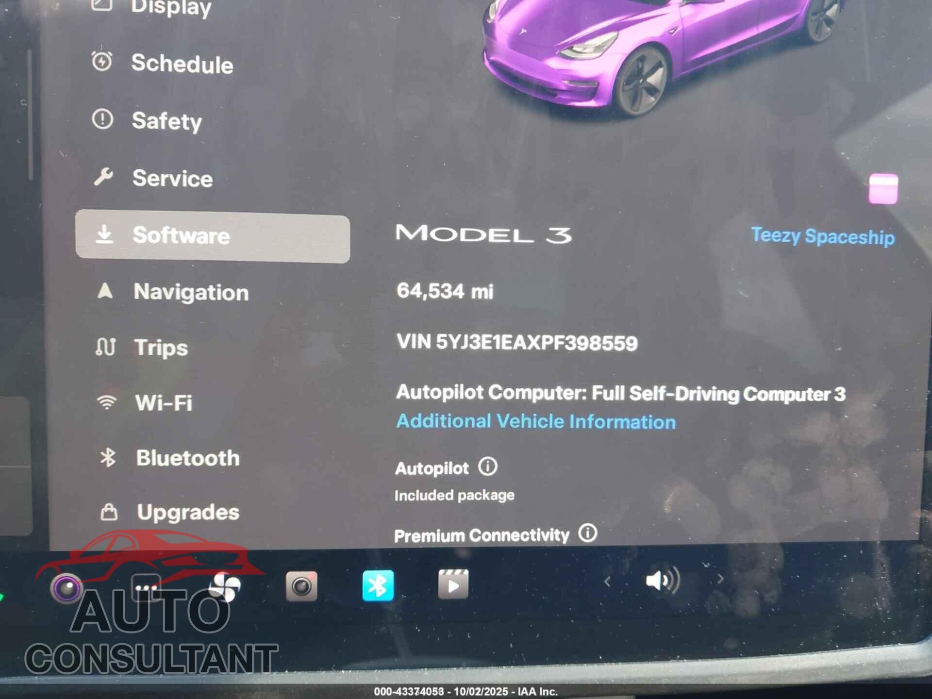 TESLA MODEL 3 2023 - 5YJ3E1EAXPF398559