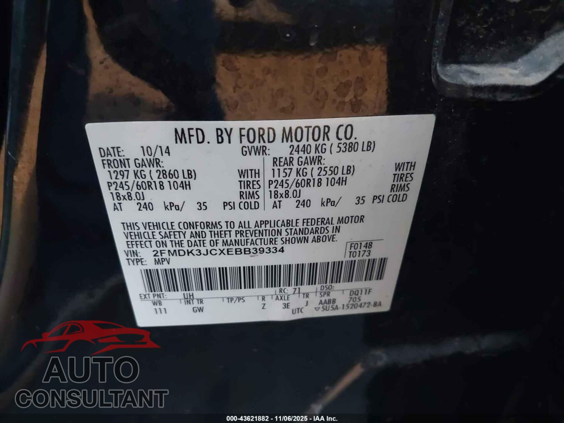 FORD EDGE 2014 - 2FMDK3JCXEBB39334