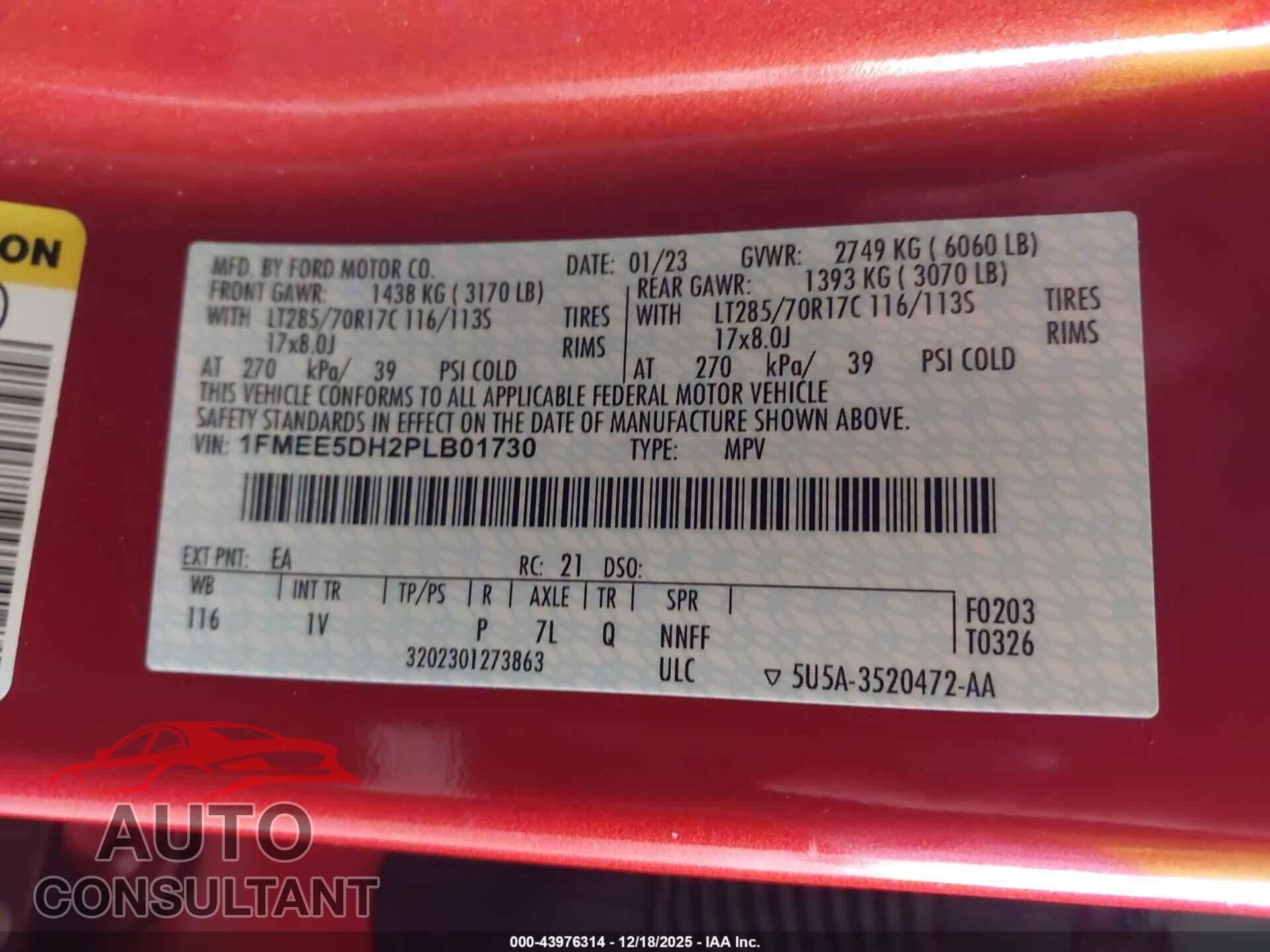 FORD BRONCO 2023 - 1FMEE5DH2PLB01730