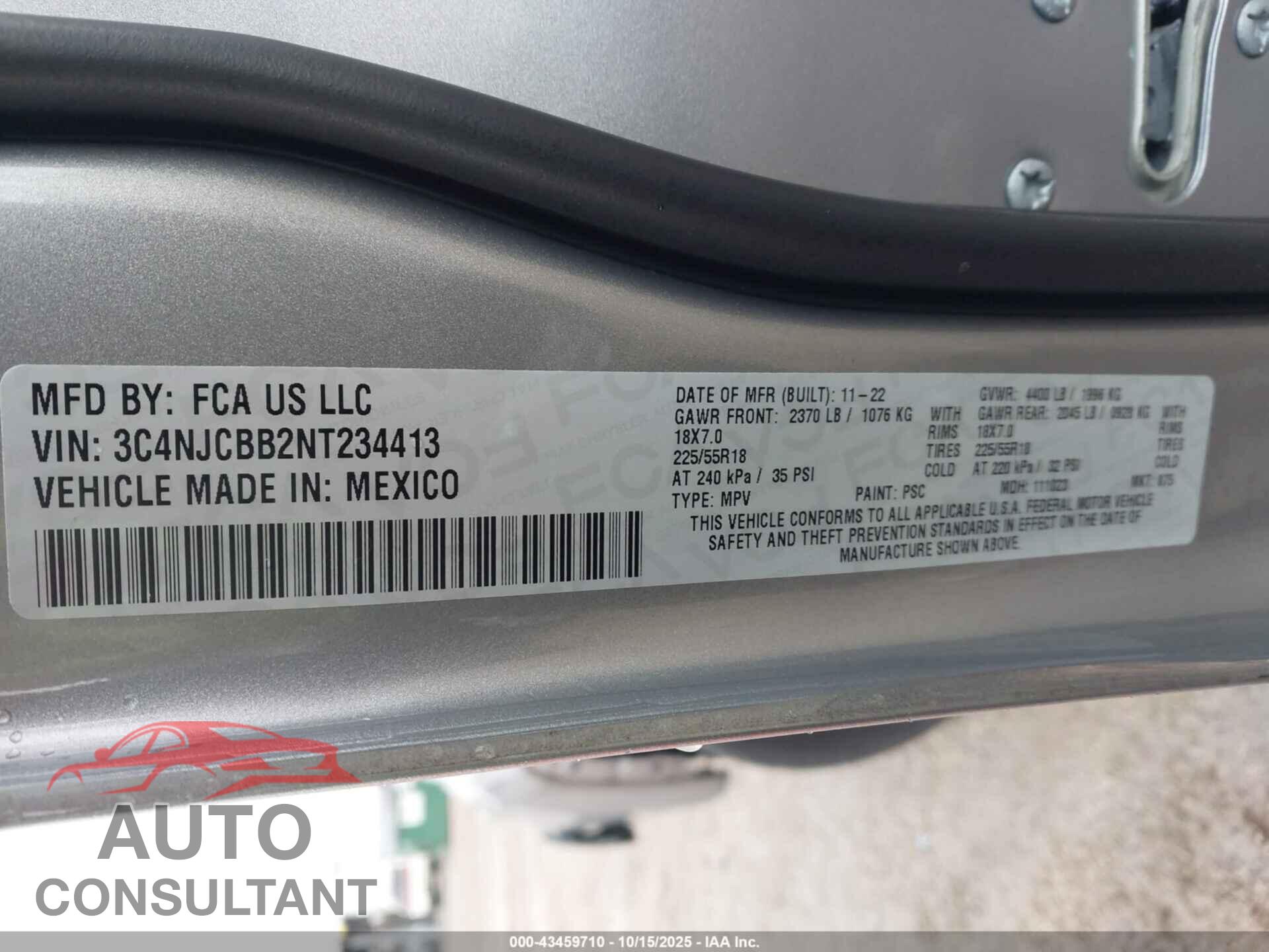 JEEP COMPASS 2022 - 3C4NJCBB2NT234413