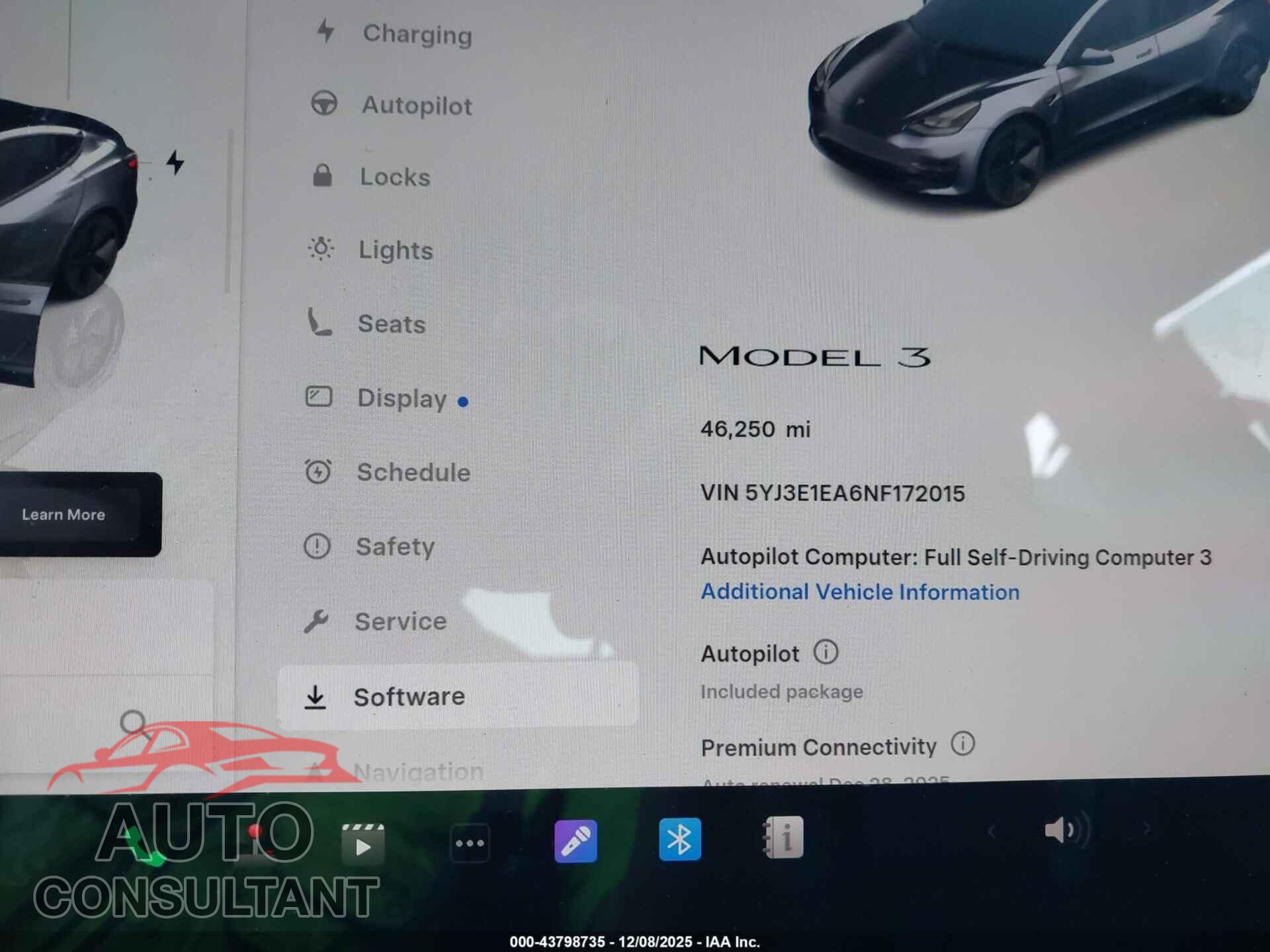 TESLA MODEL 3 2022 - 5YJ3E1EA6NF172015