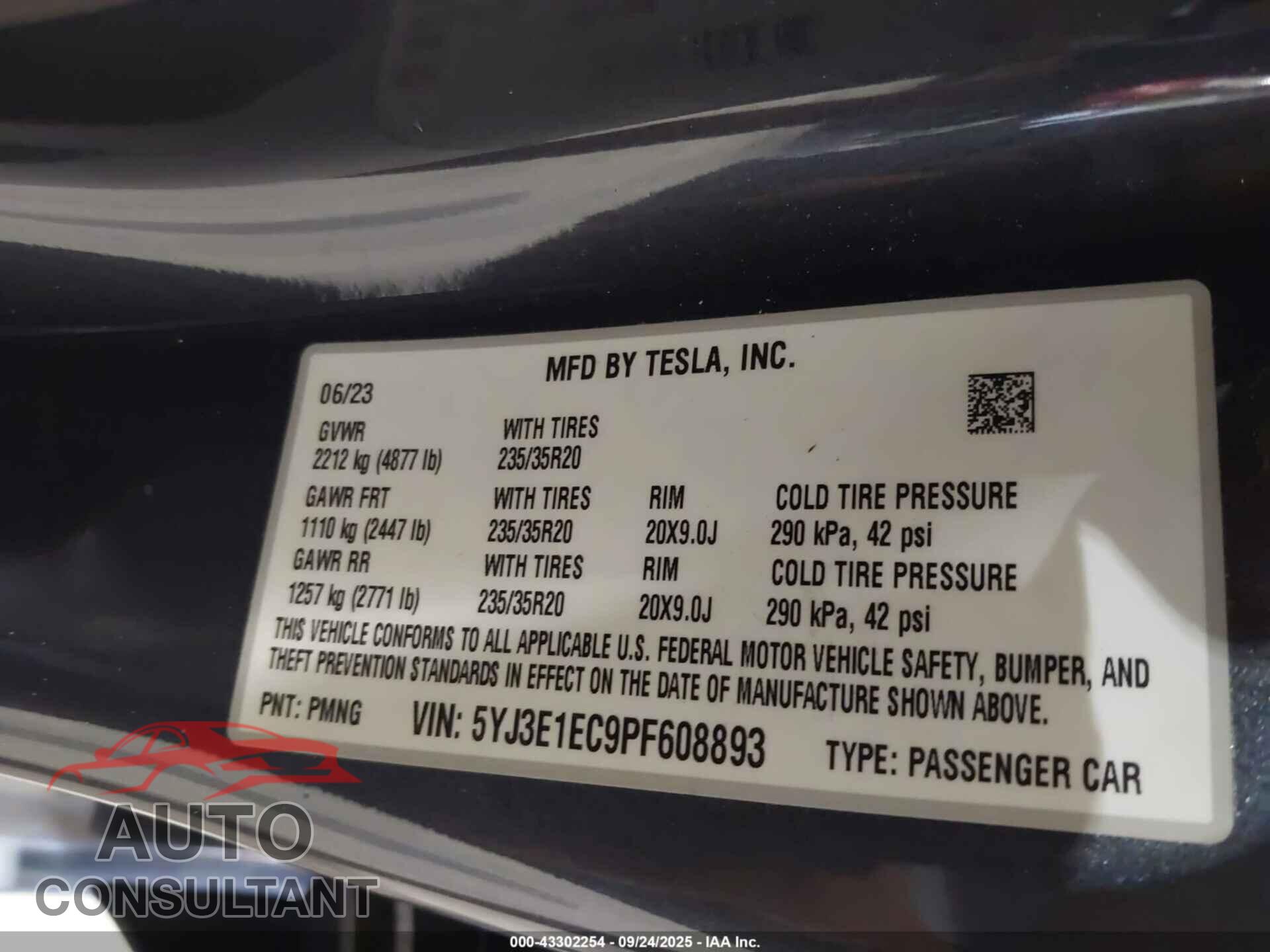 TESLA MODEL 3 2023 - 5YJ3E1EC9PF608893