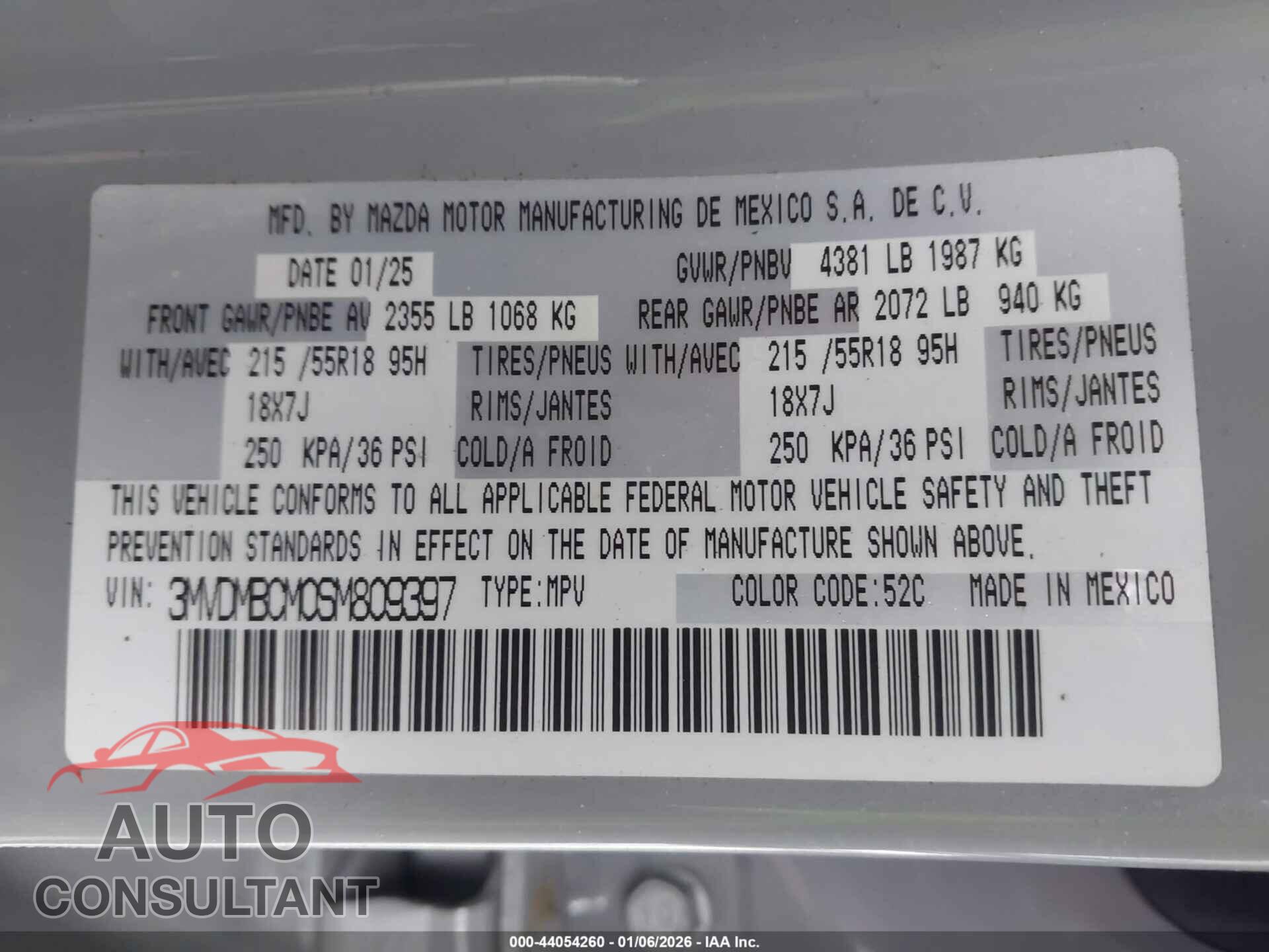 MAZDA CX-30 2025 - 3MVDMBCM0SM809397