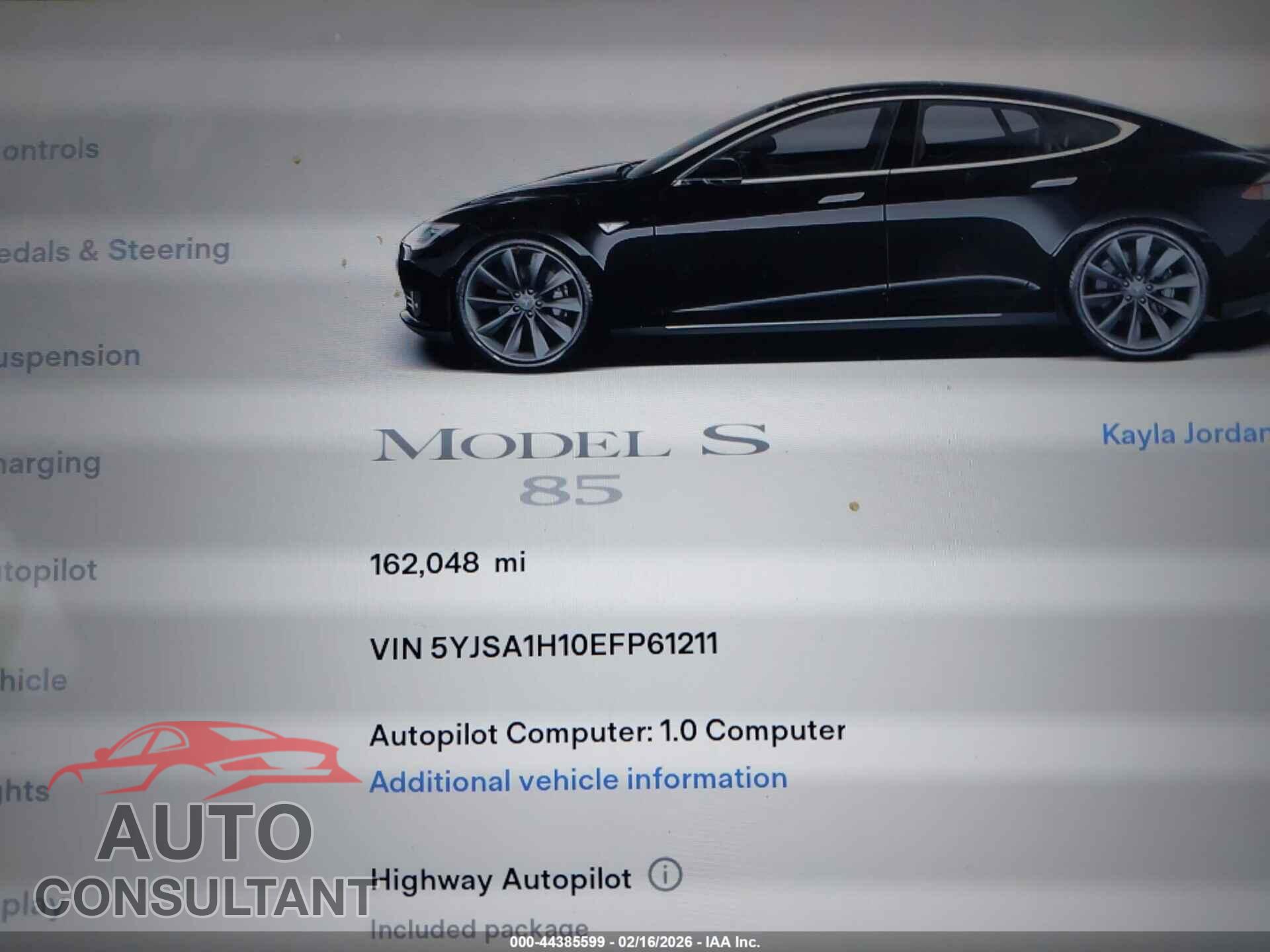 TESLA MODEL S 2014 - 5YJSA1H10EFP61211