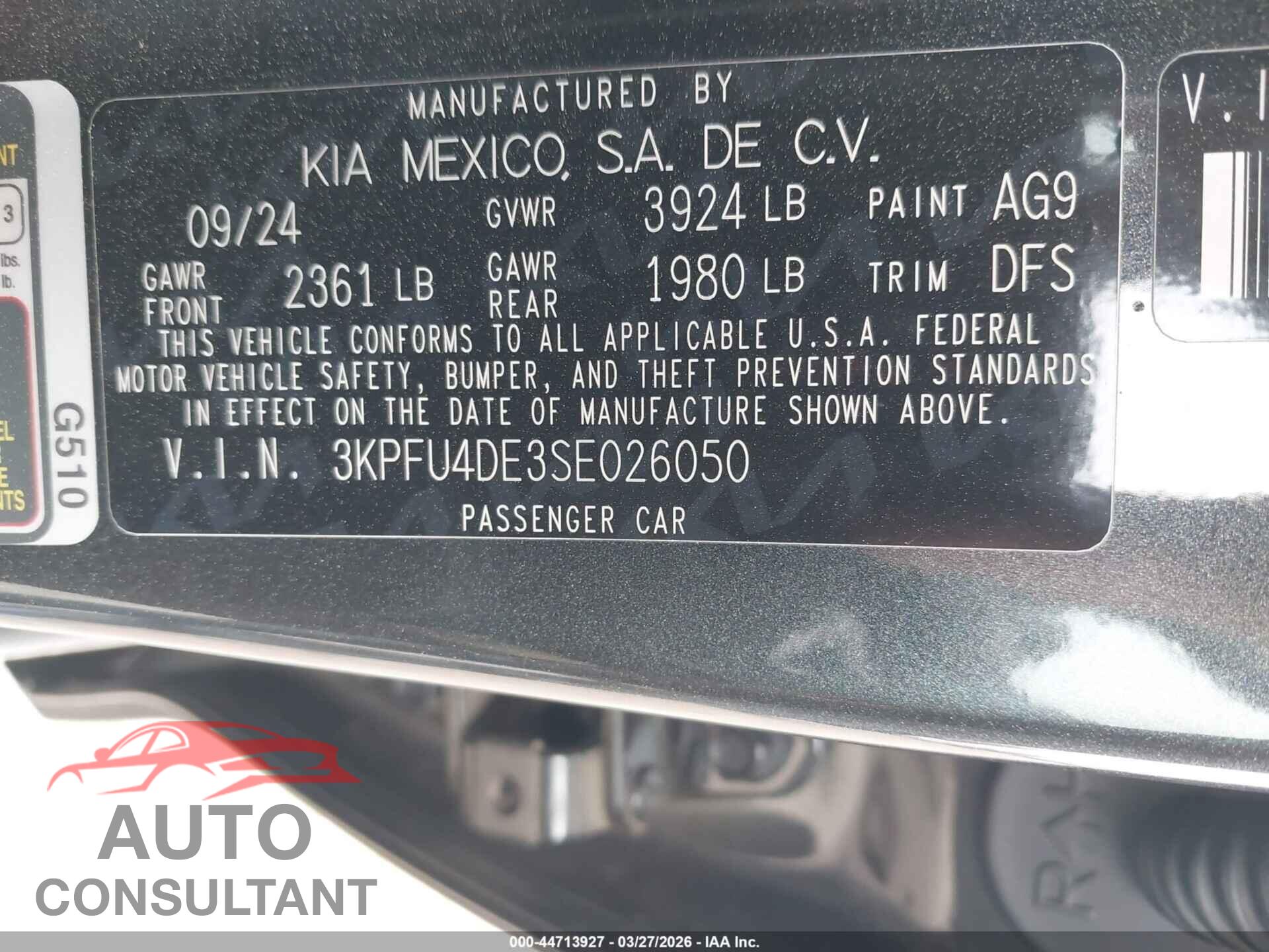 KIA K4 2025 - 3KPFU4DE3SE026050