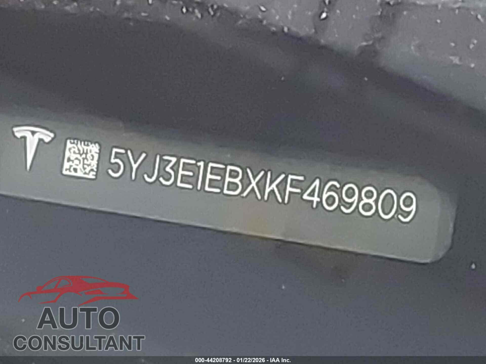TESLA MODEL 3 2019 - 5YJ3E1EBXKF469809