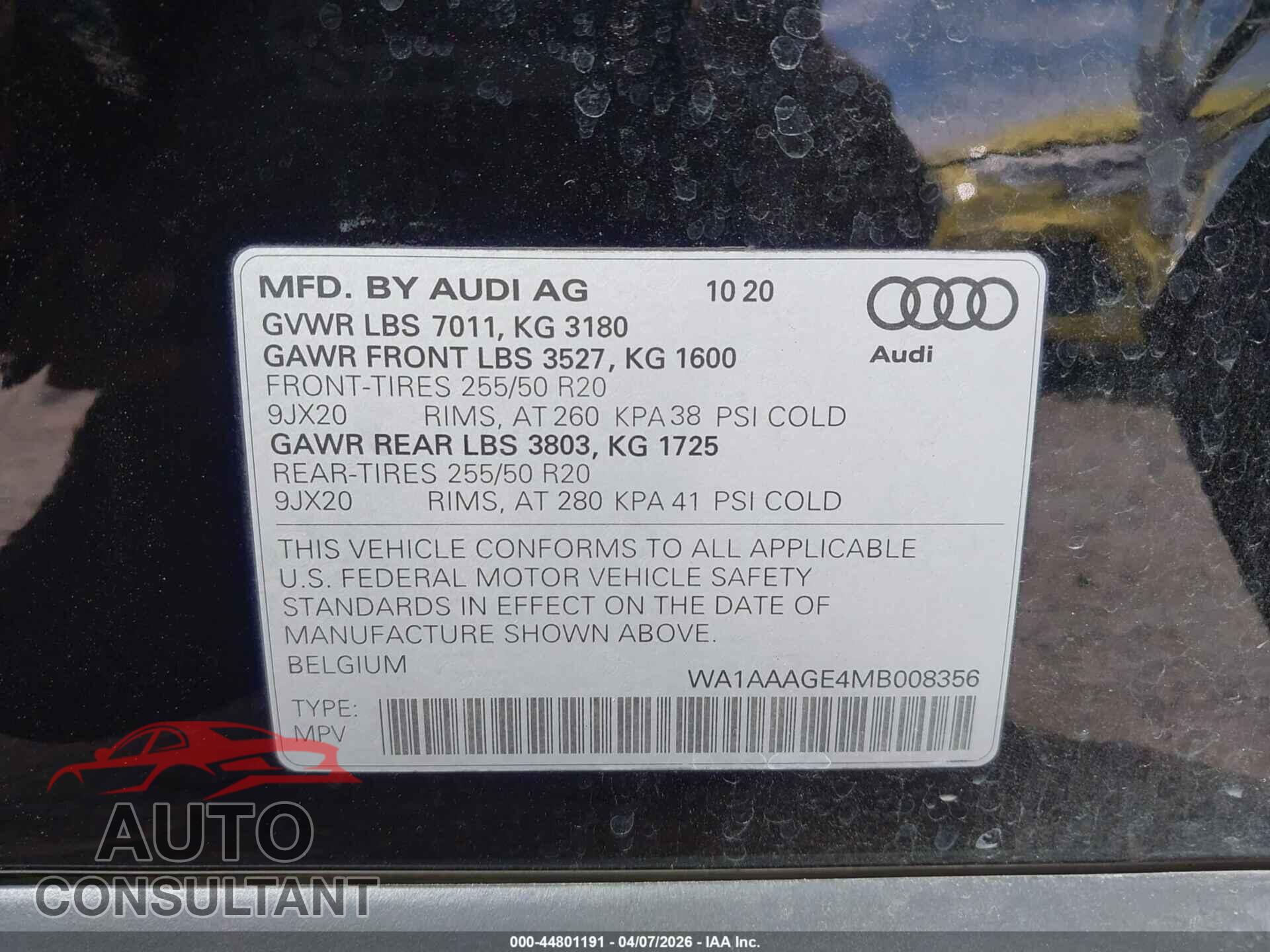 AUDI E-TRON 2021 - WA1AAAGE4MB008356