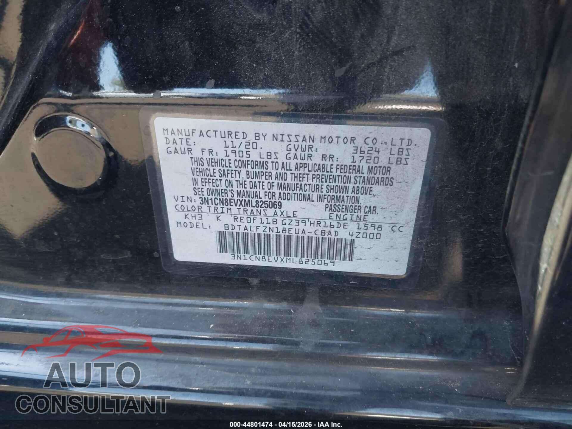 NISSAN VERSA 2021 - 3N1CN8EVXML825069