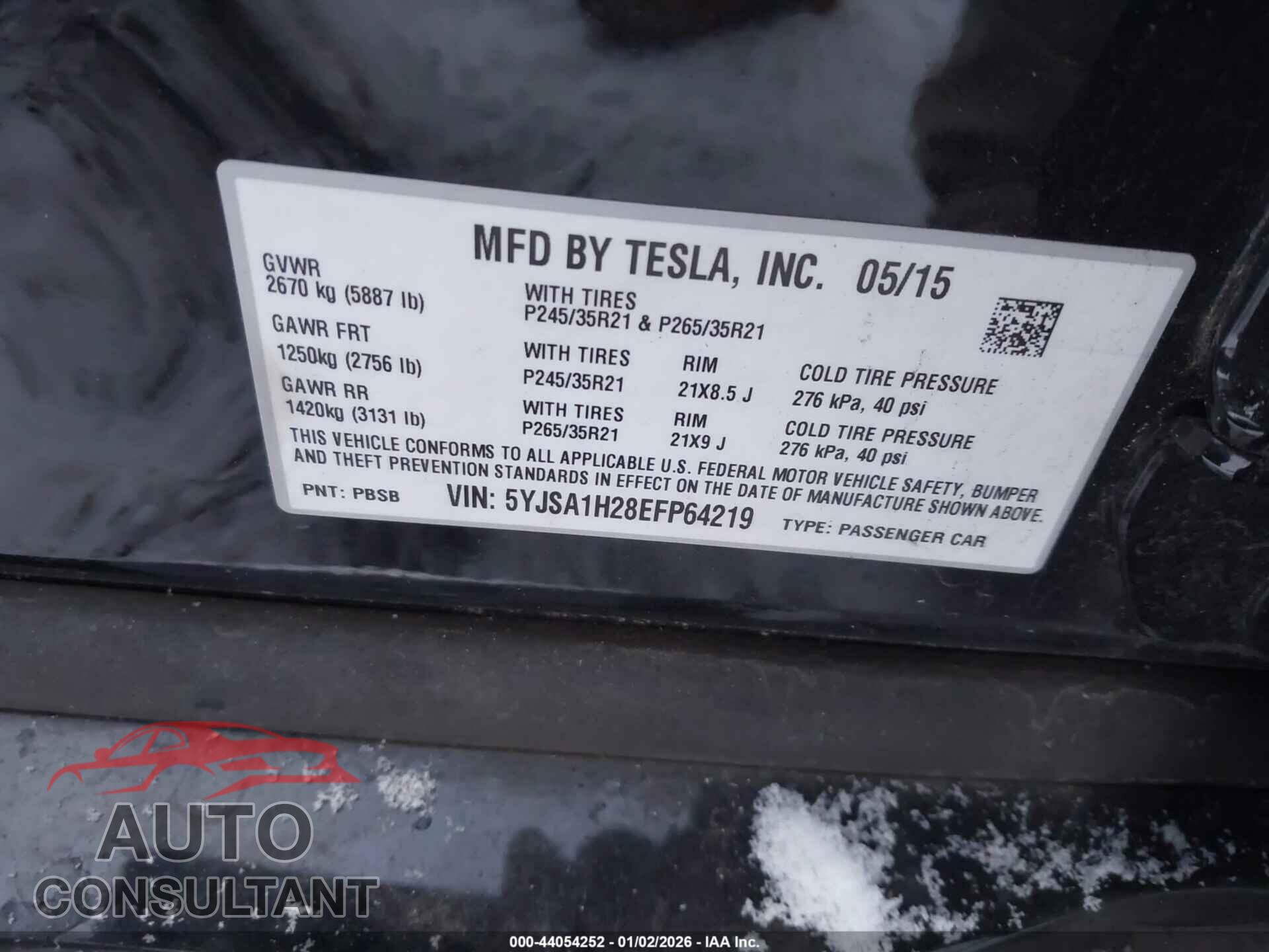 TESLA MODEL S 2014 - 5YJSA1H28EFP64219