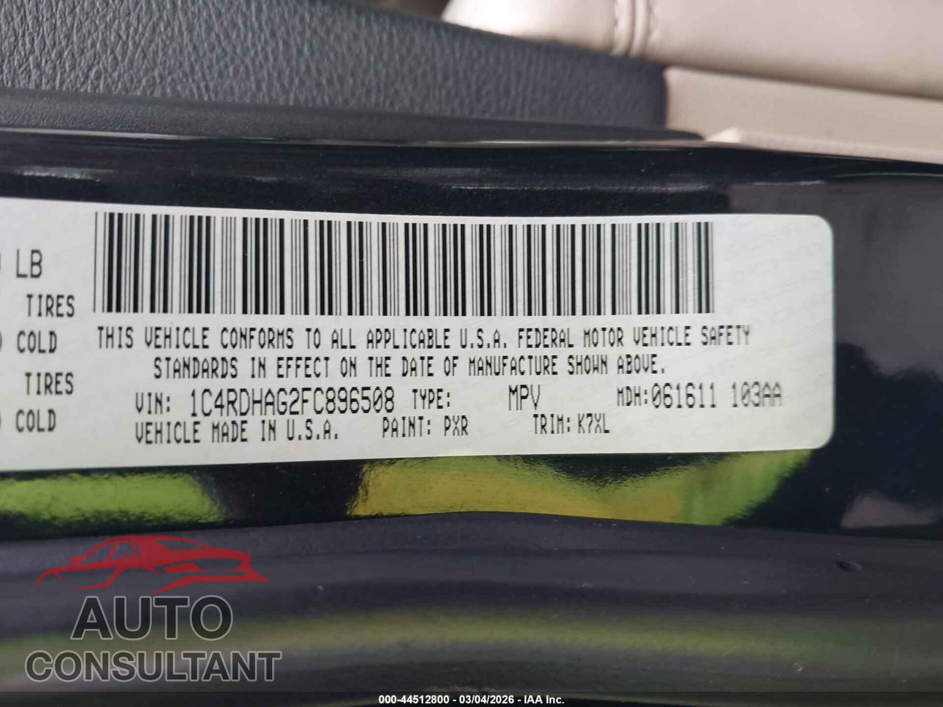 DODGE DURANGO 2015 - 1C4RDHAG2FC896508