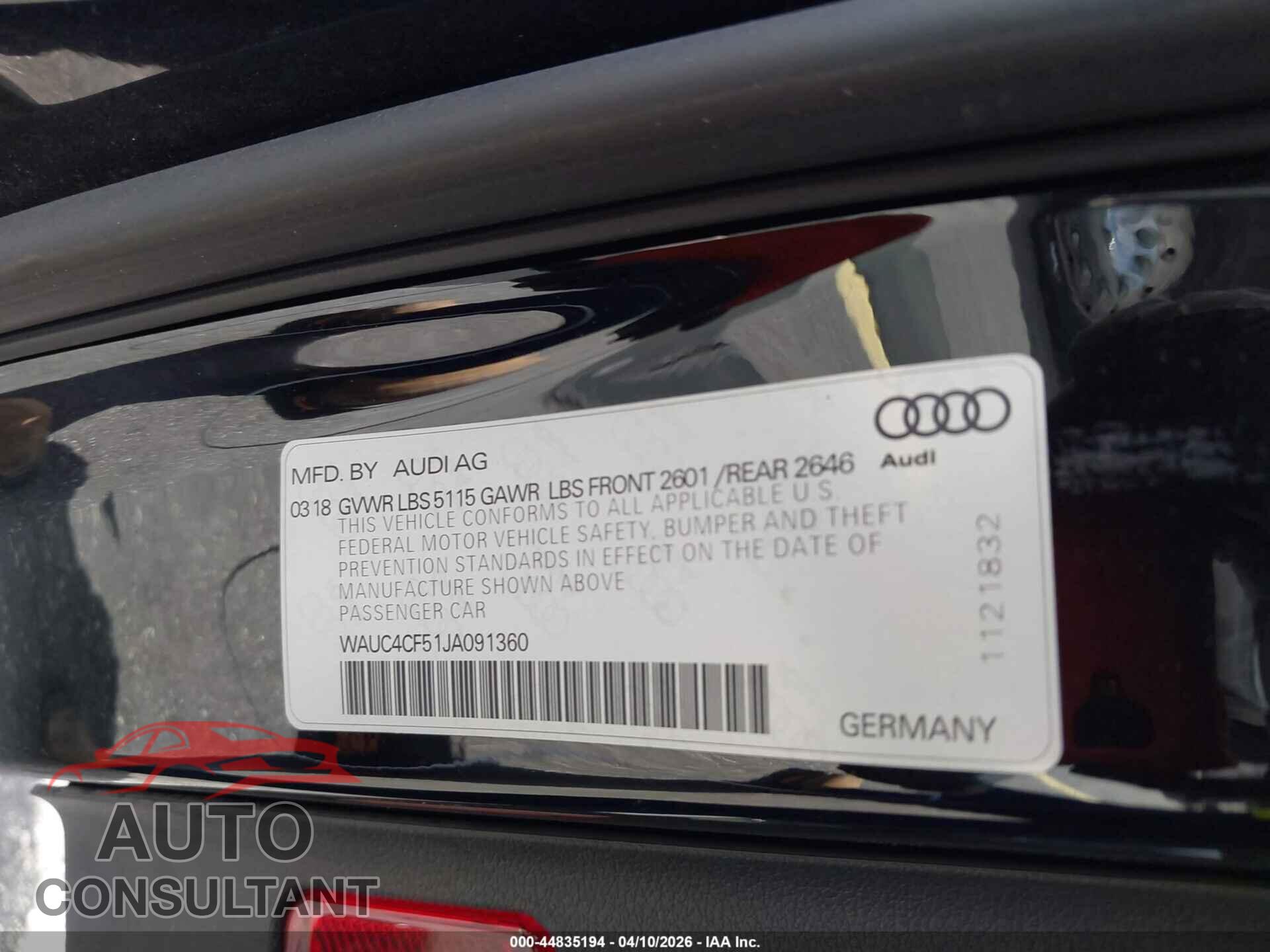 AUDI S5 2018 - WAUC4CF51JA091360