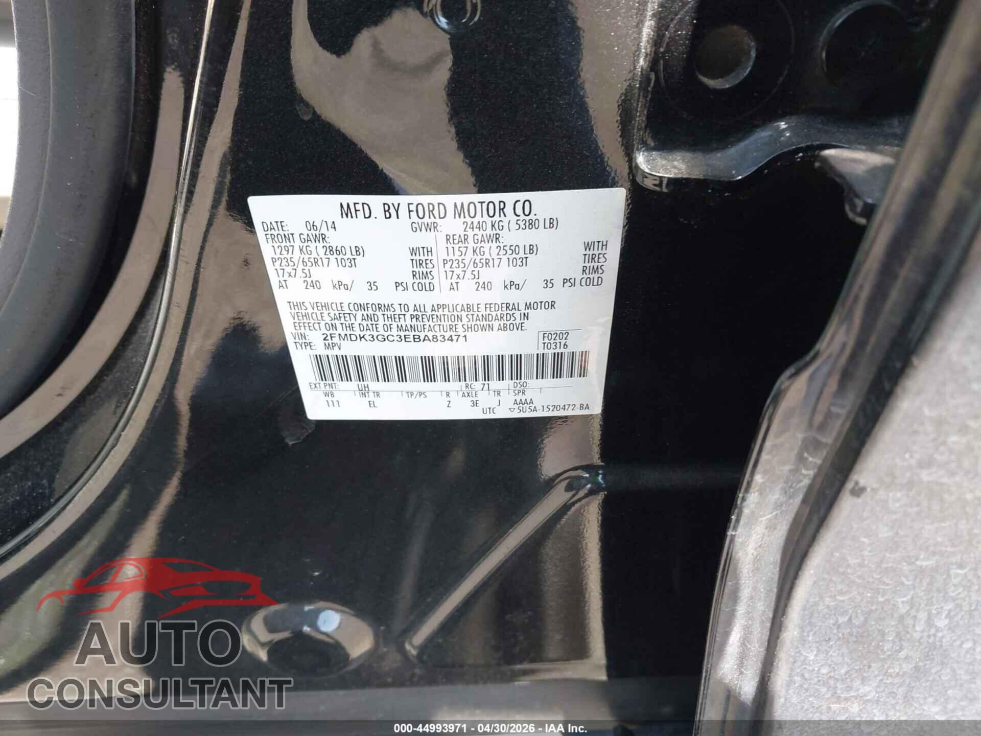 FORD EDGE 2014 - 2FMDK3GC3EBA83471