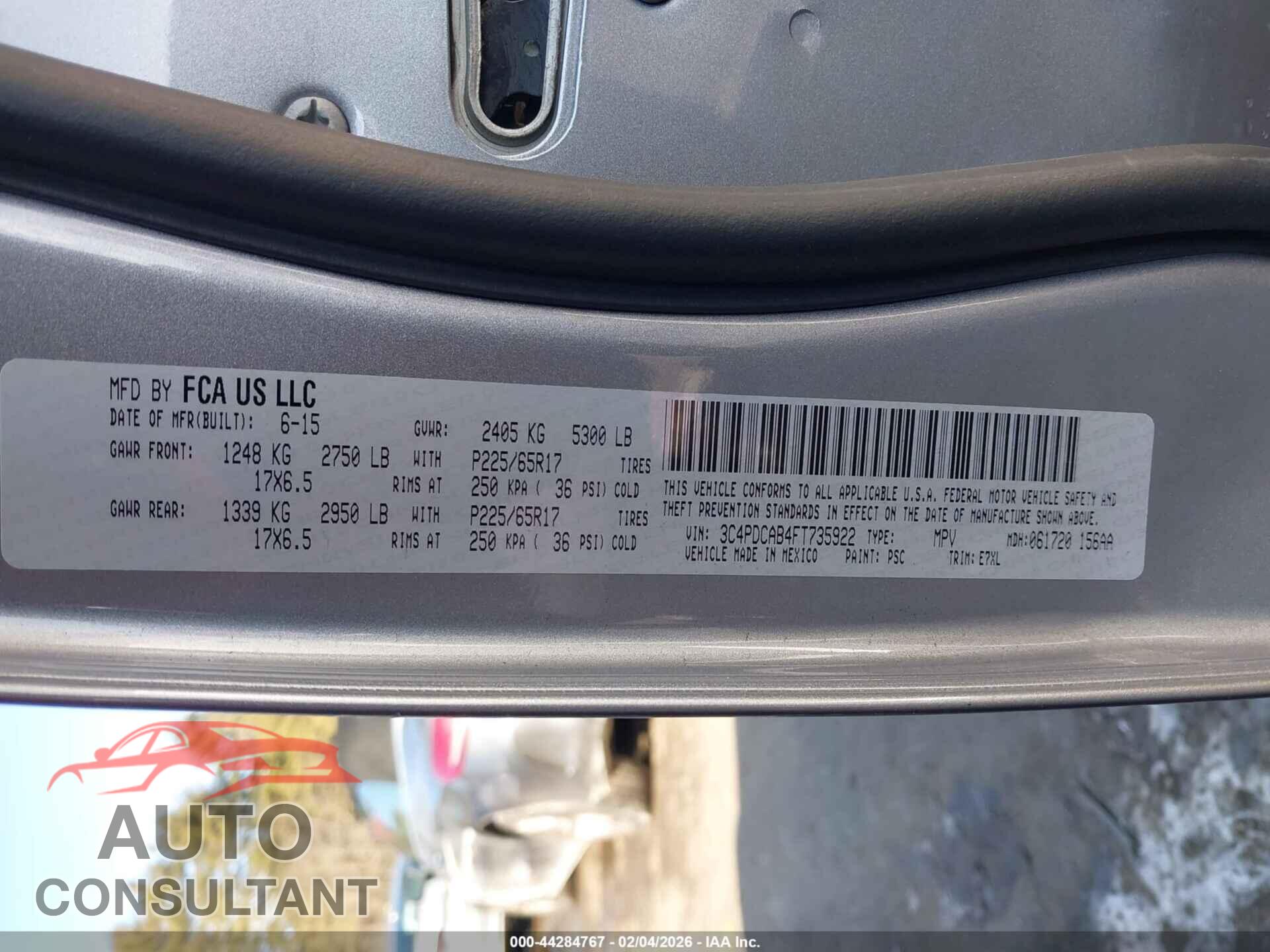 DODGE JOURNEY 2015 - 3C4PDCAB4FT735922