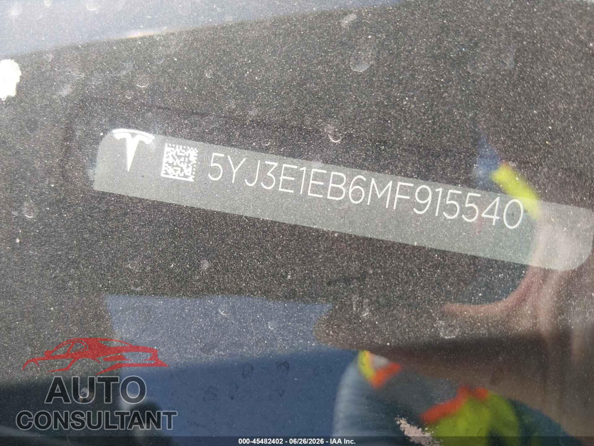 TESLA MODEL 3 2021 - 5YJ3E1EB6MF915540