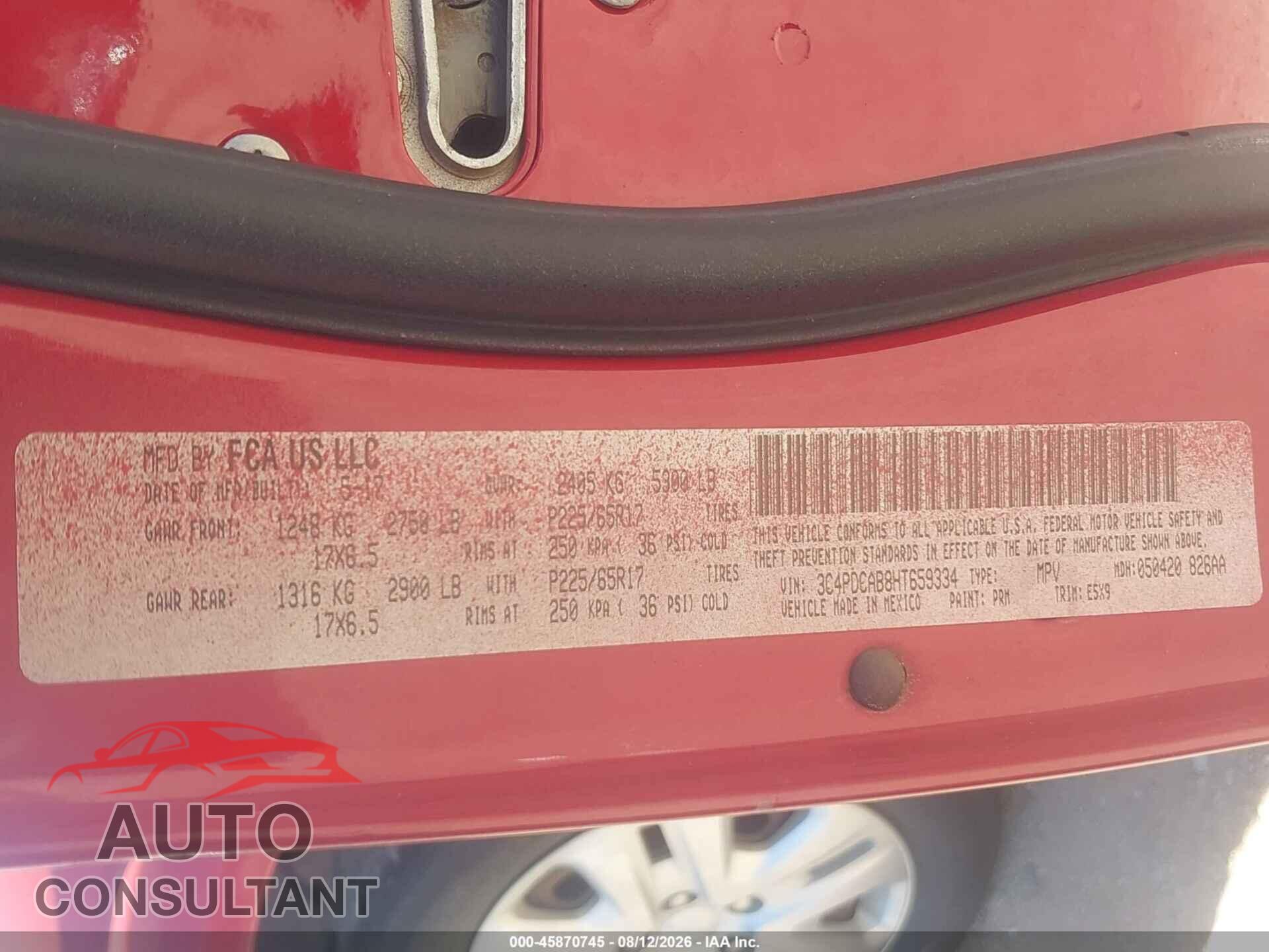 DODGE JOURNEY 2017 - 3C4PDCAB8HT659334