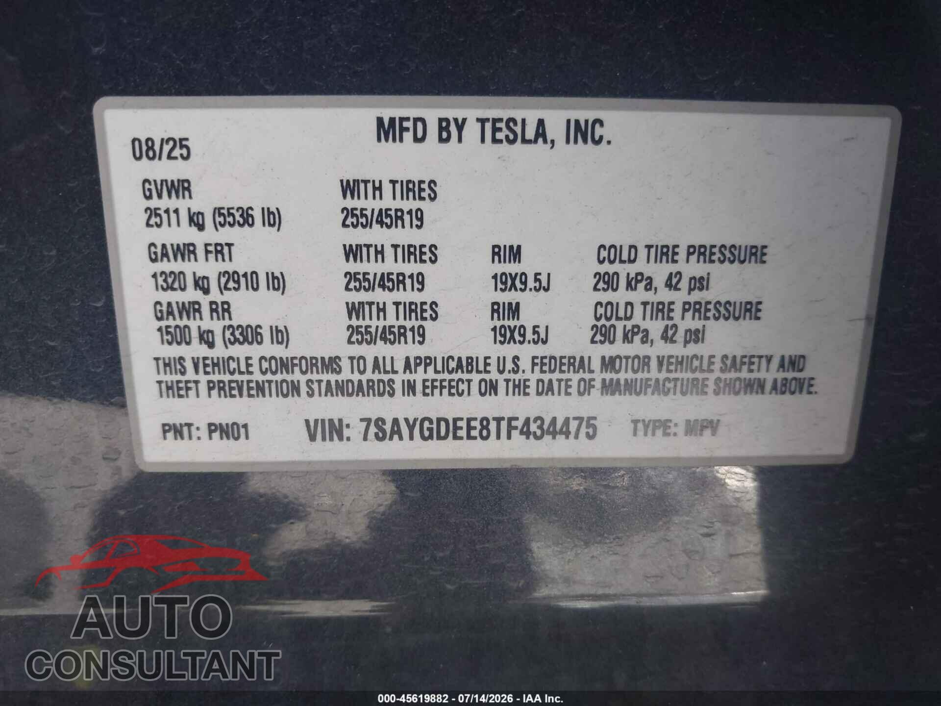 TESLA MODEL Y 2026 - 7SAYGDEE8TF434475