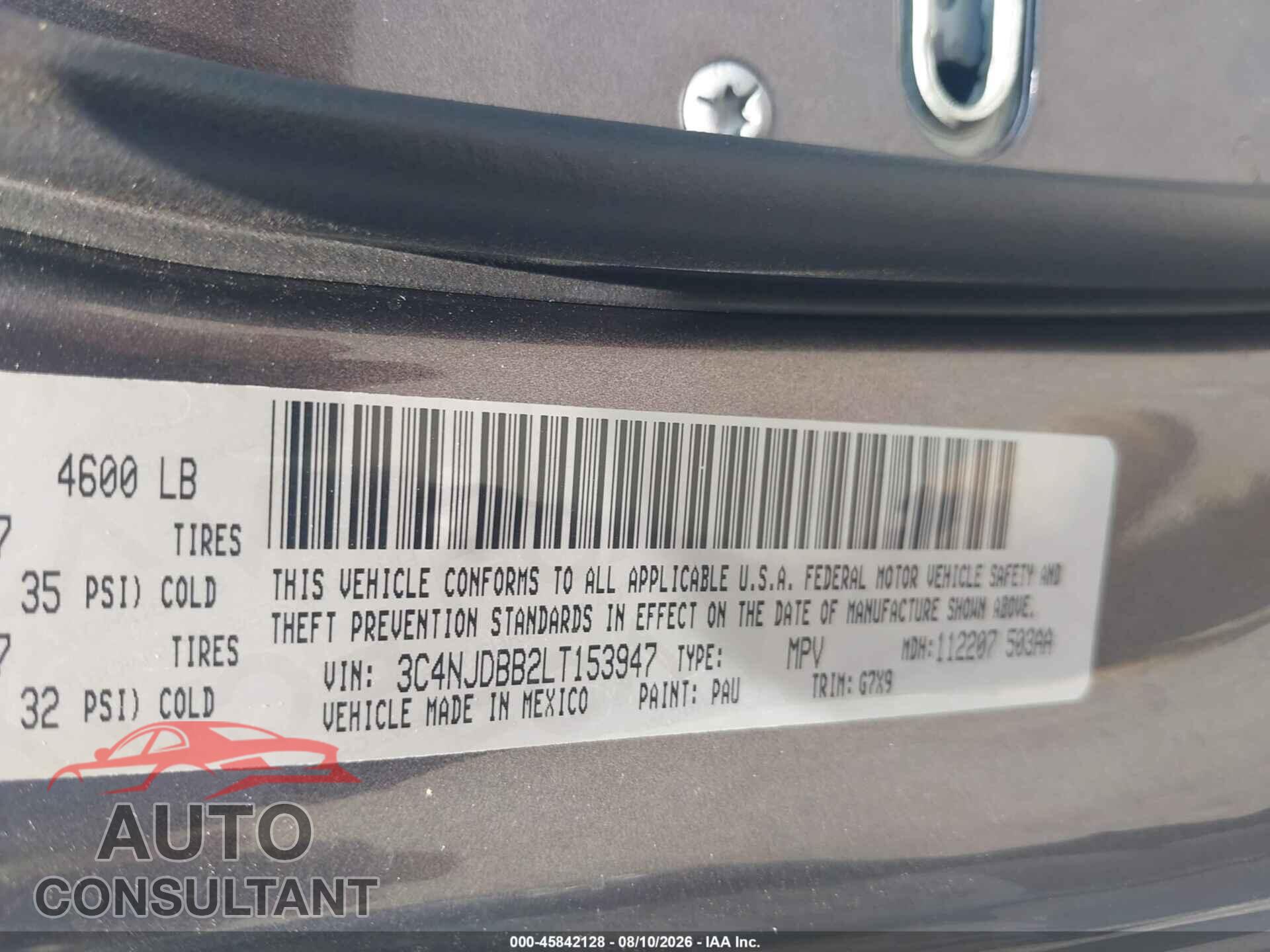 JEEP COMPASS 2020 - 3C4NJDBB2LT153947