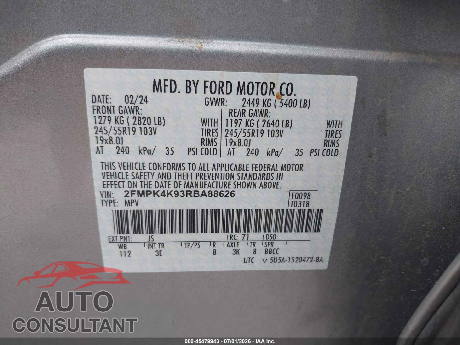 FORD EDGE 2024 - 2FMPK4K93RBA88626