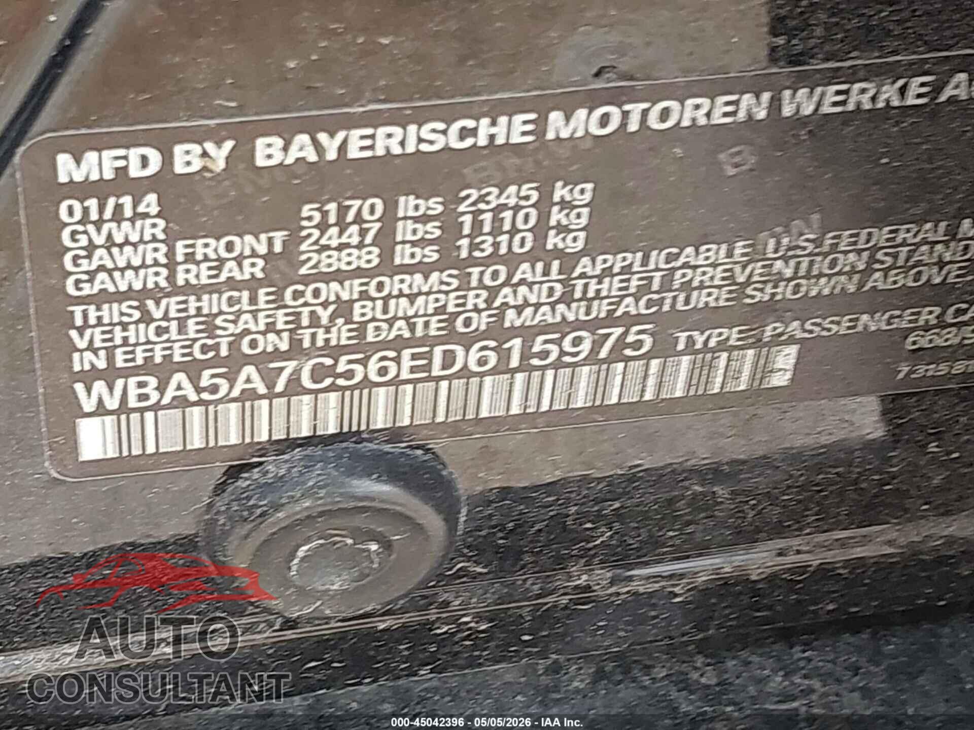 BMW 528I 2014 - WBA5A7C56ED615975