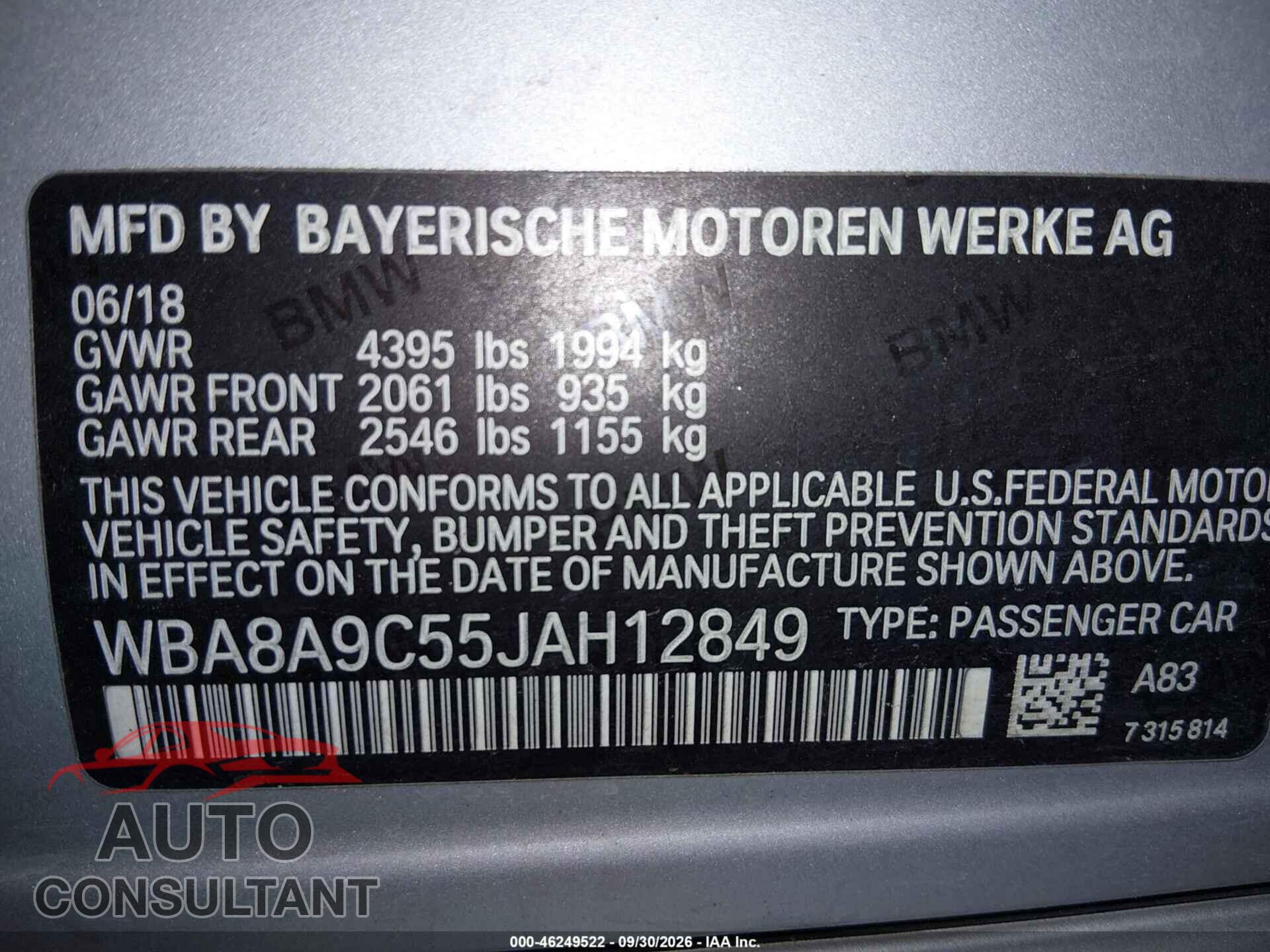 BMW 320I 2018 - WBA8A9C55JAH12849