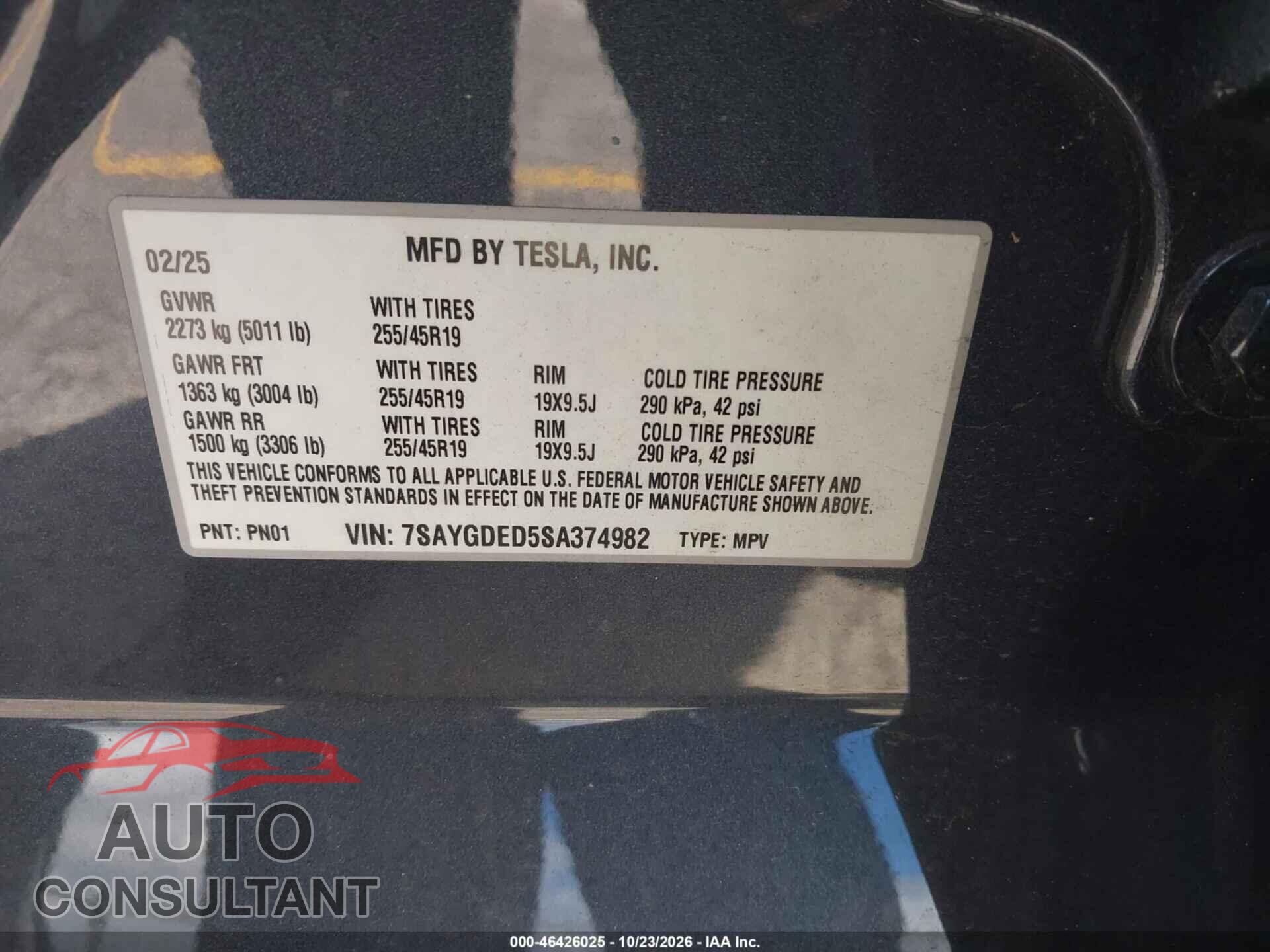 TESLA MODEL Y 2025 - 7SAYGDED5SA374982
