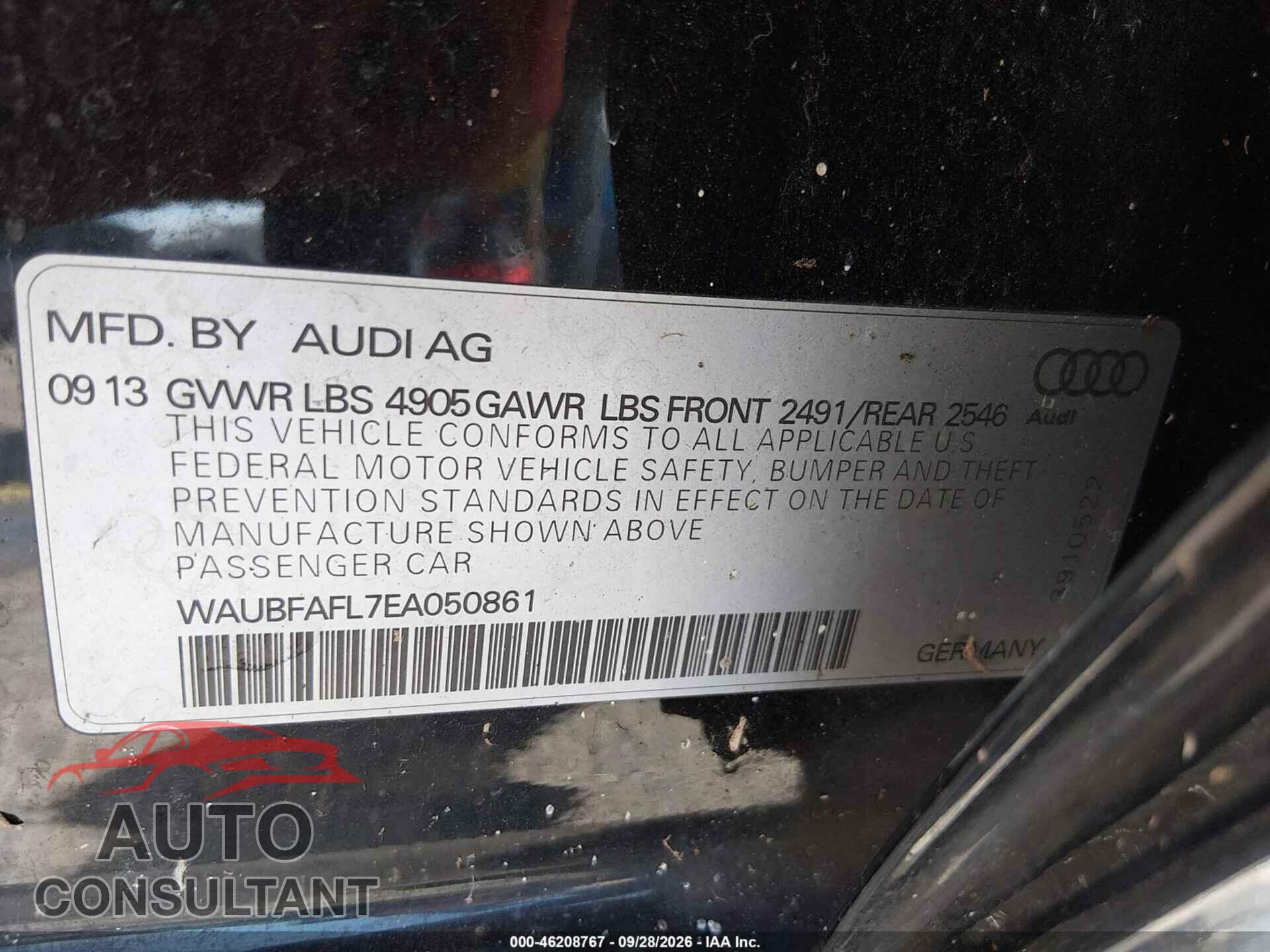 AUDI A4 2014 - WAUBFAFL7EA050861