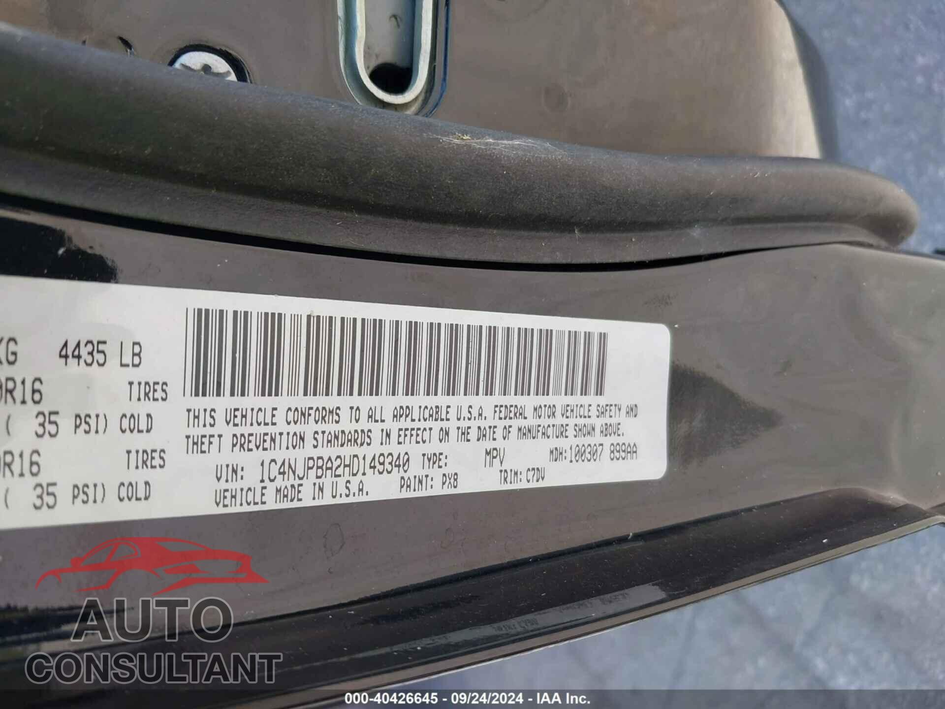 JEEP PATRIOT 2017 - 1C4NJPBA2HD149340