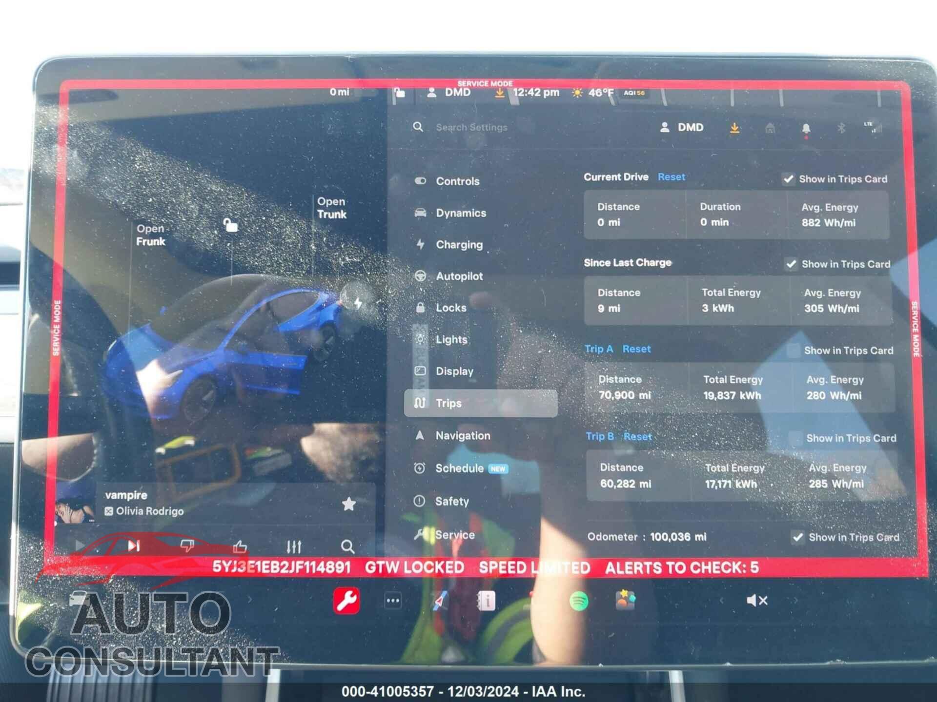 TESLA MODEL 3 2018 - 5YJ3E1EB2JF114891