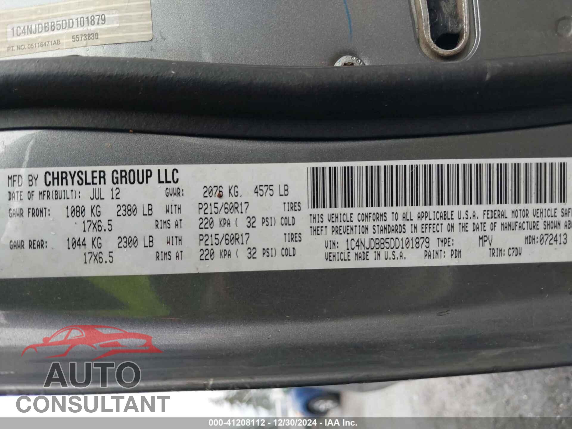 JEEP COMPASS 2013 - 1C4NJDBB5DD101879