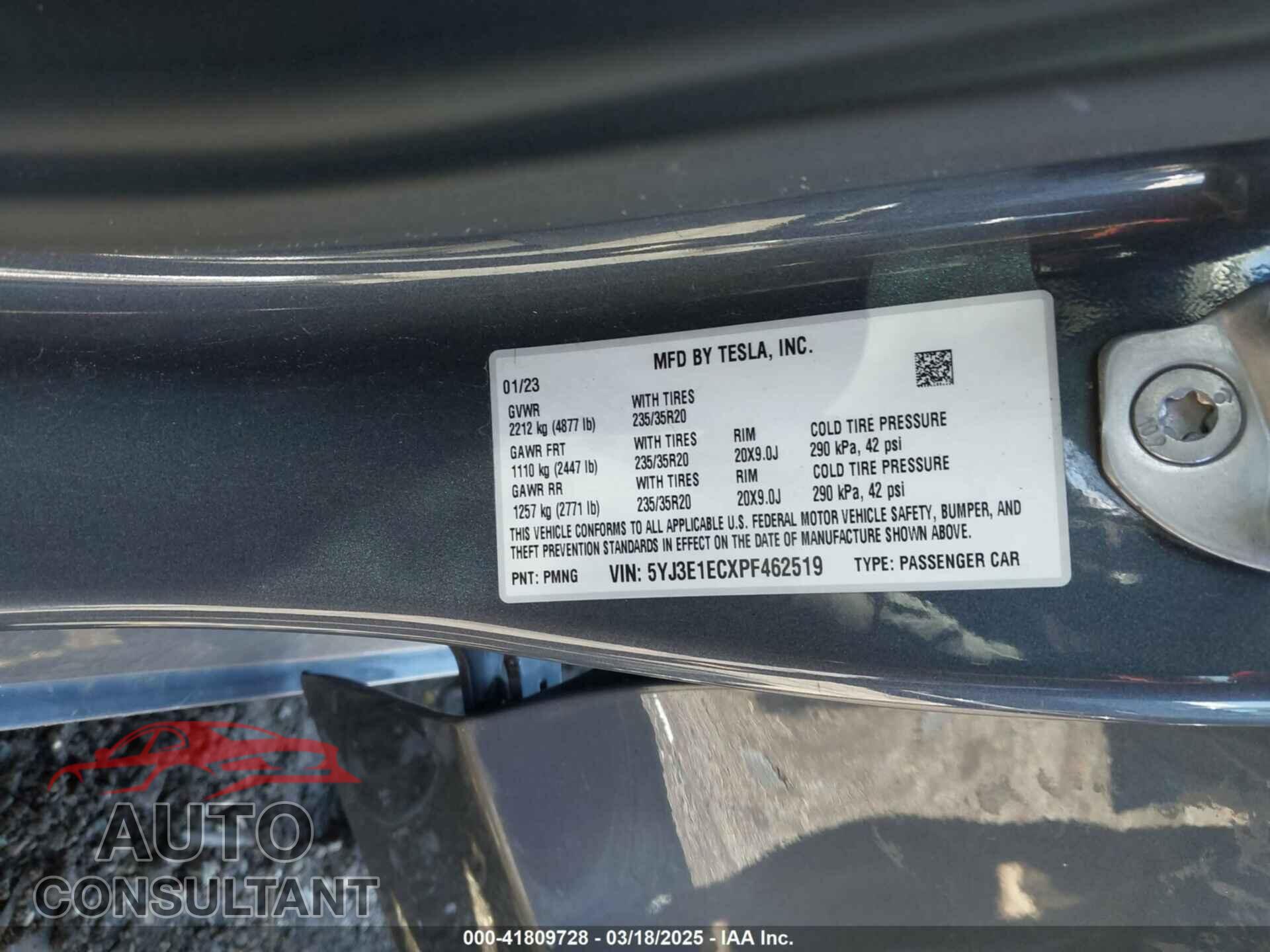 TESLA MODEL 3 2023 - 5YJ3E1ECXPF462519