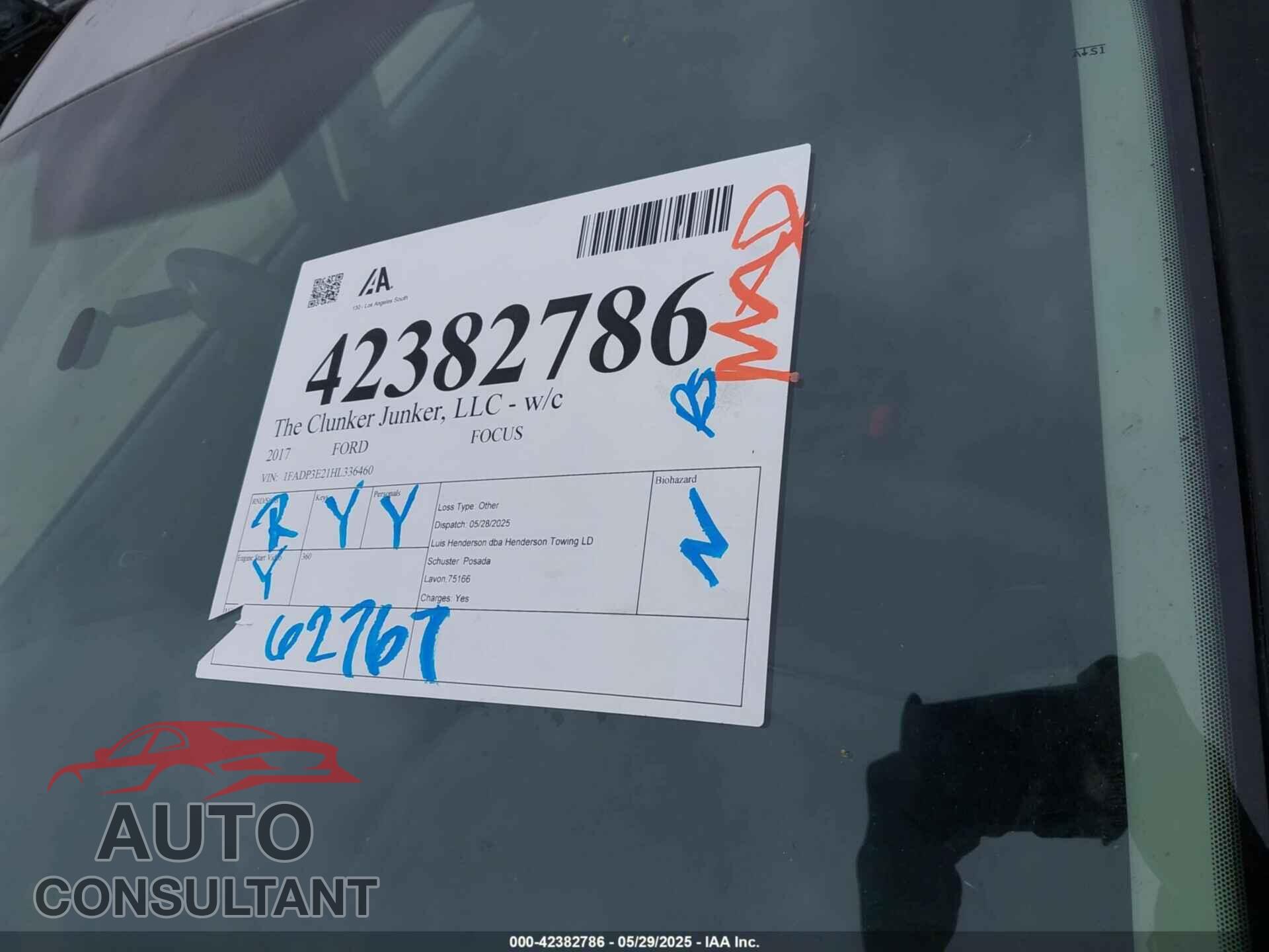FORD FOCUS 2017 - 1FADP3E21HL336460