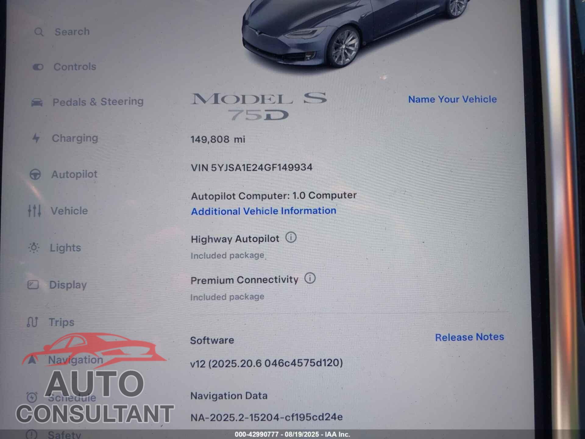 TESLA MODEL S 2016 - 5YJSA1E24GF149934