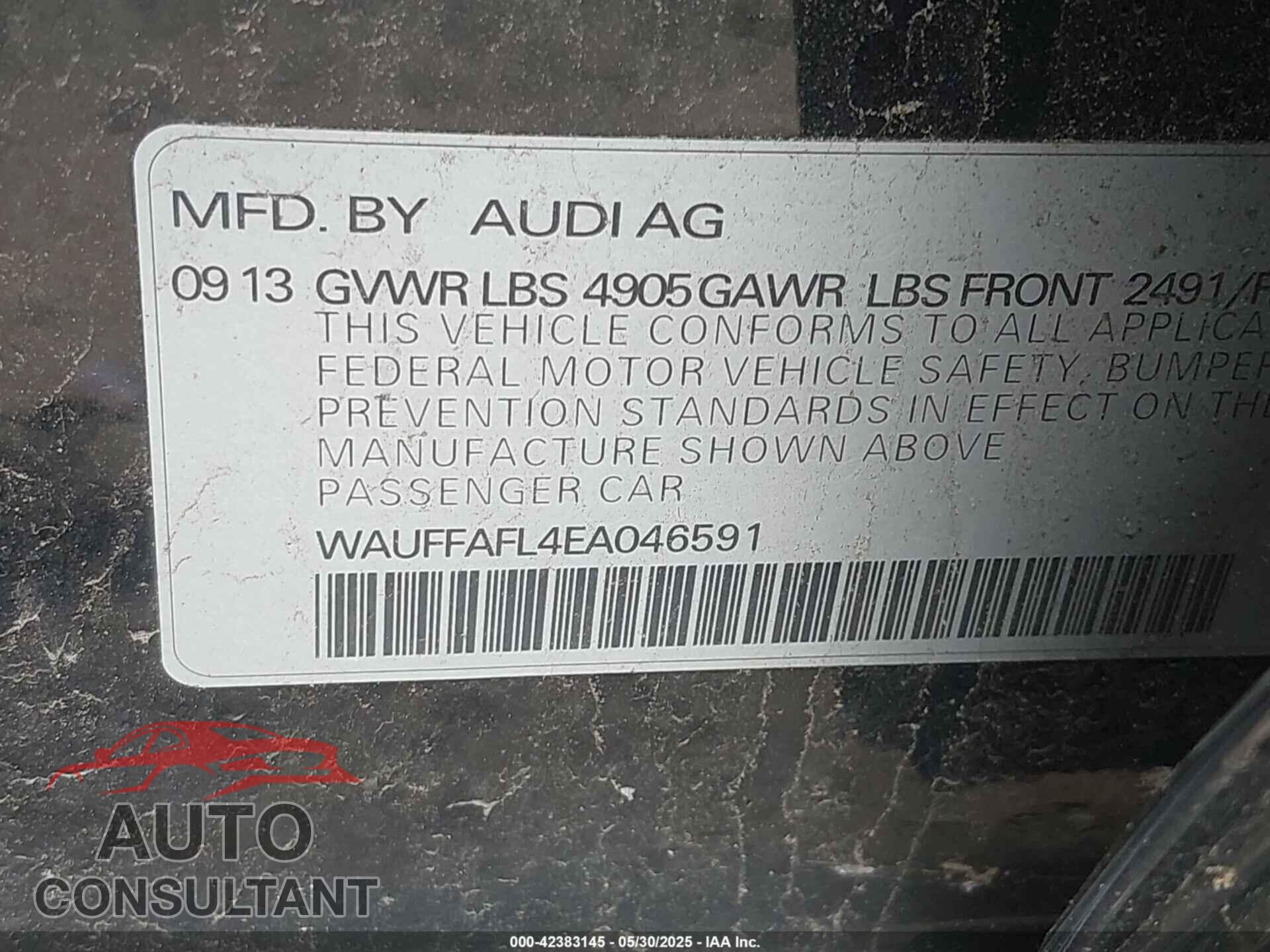 AUDI A4 2014 - WAUFFAFL4EA046591