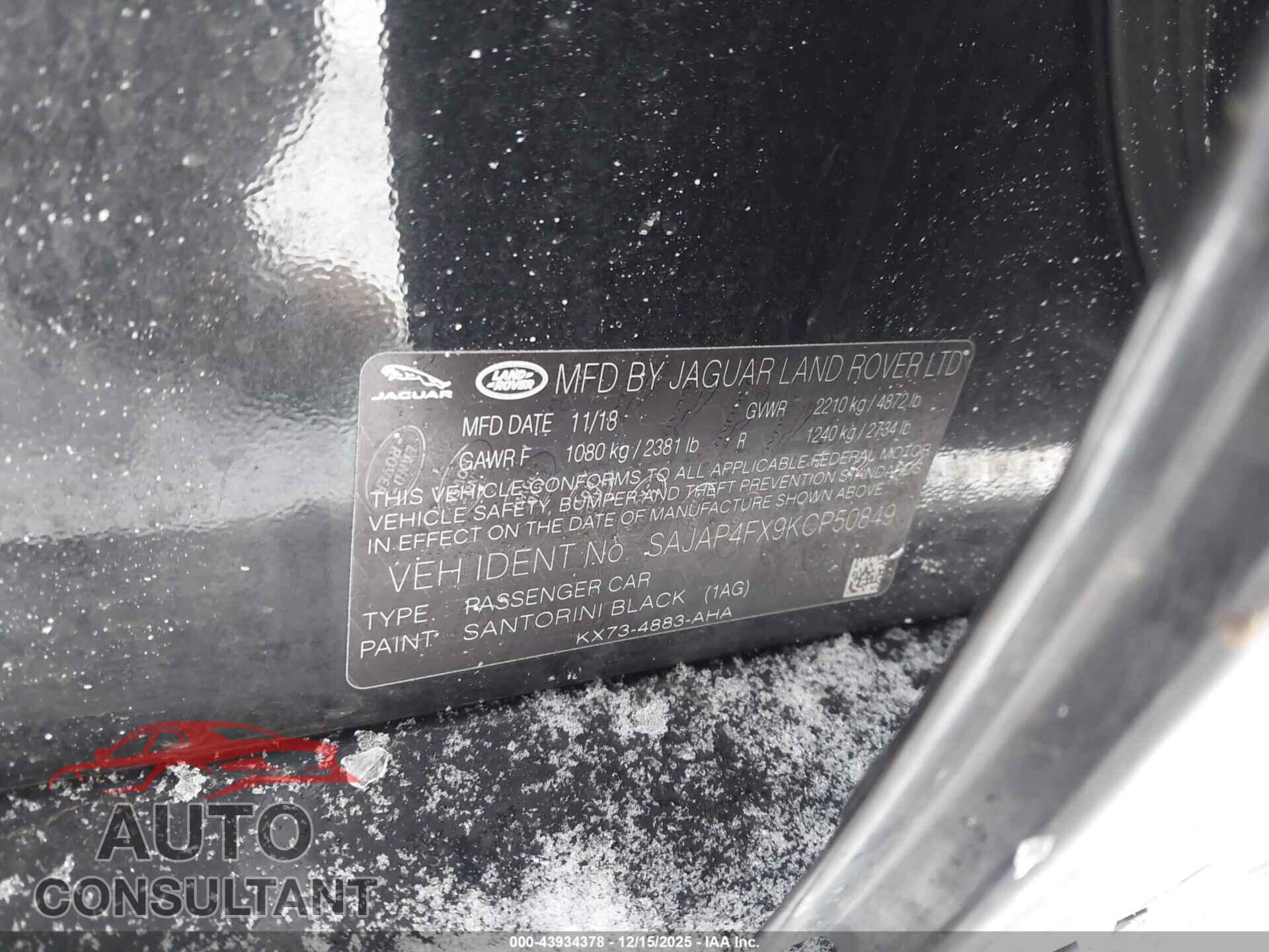 JAGUAR XE 2019 - SAJAP4FX9KCP50849