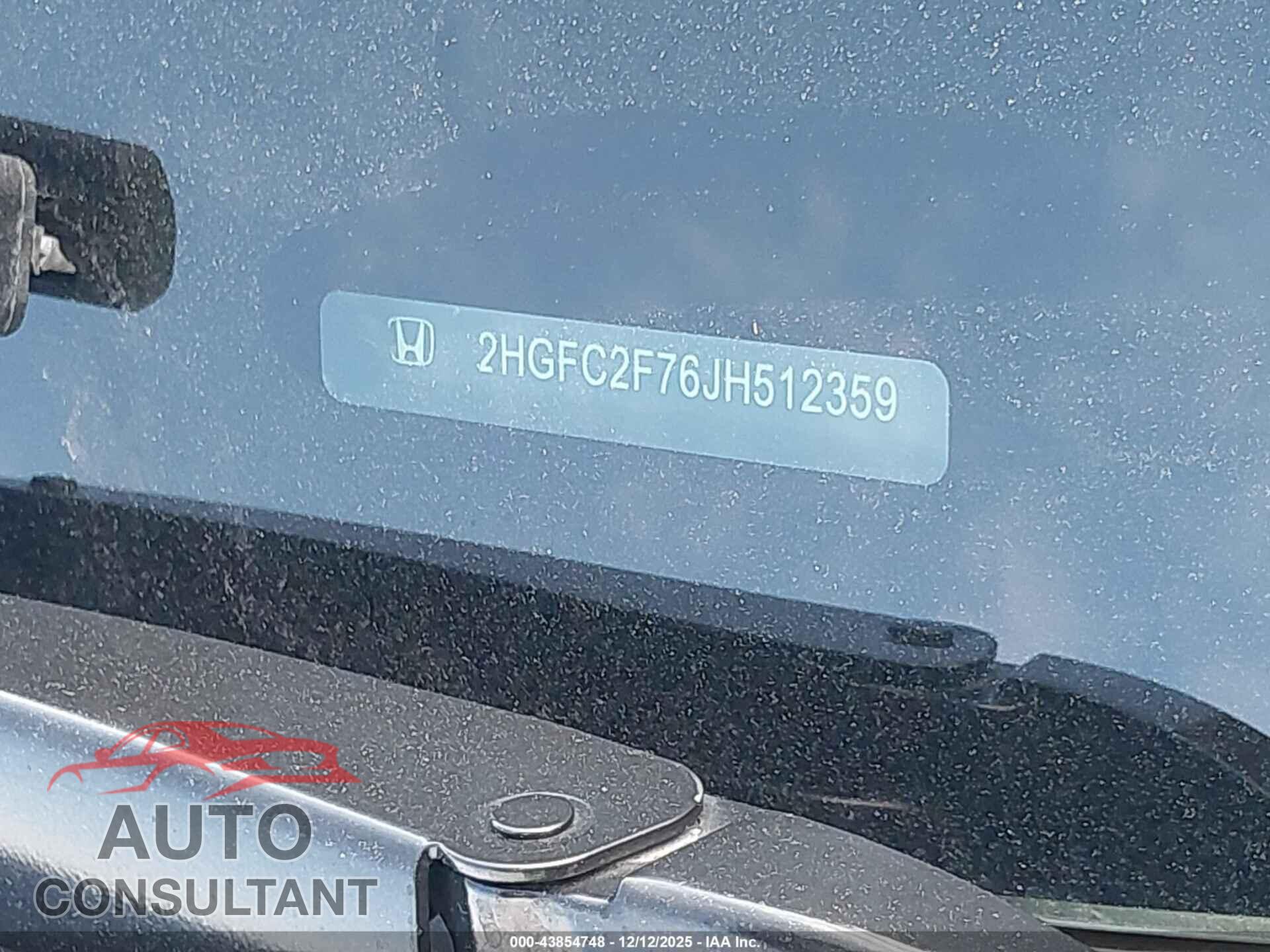 HONDA CIVIC 2018 - 2HGFC2F76JH512359