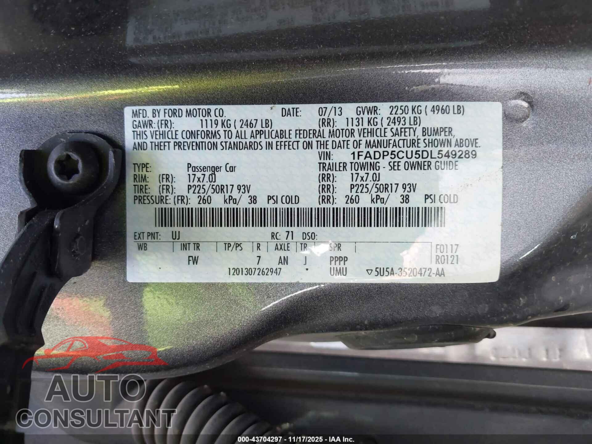 FORD C-MAX ENERGI 2013 - 1FADP5CU5DL549289