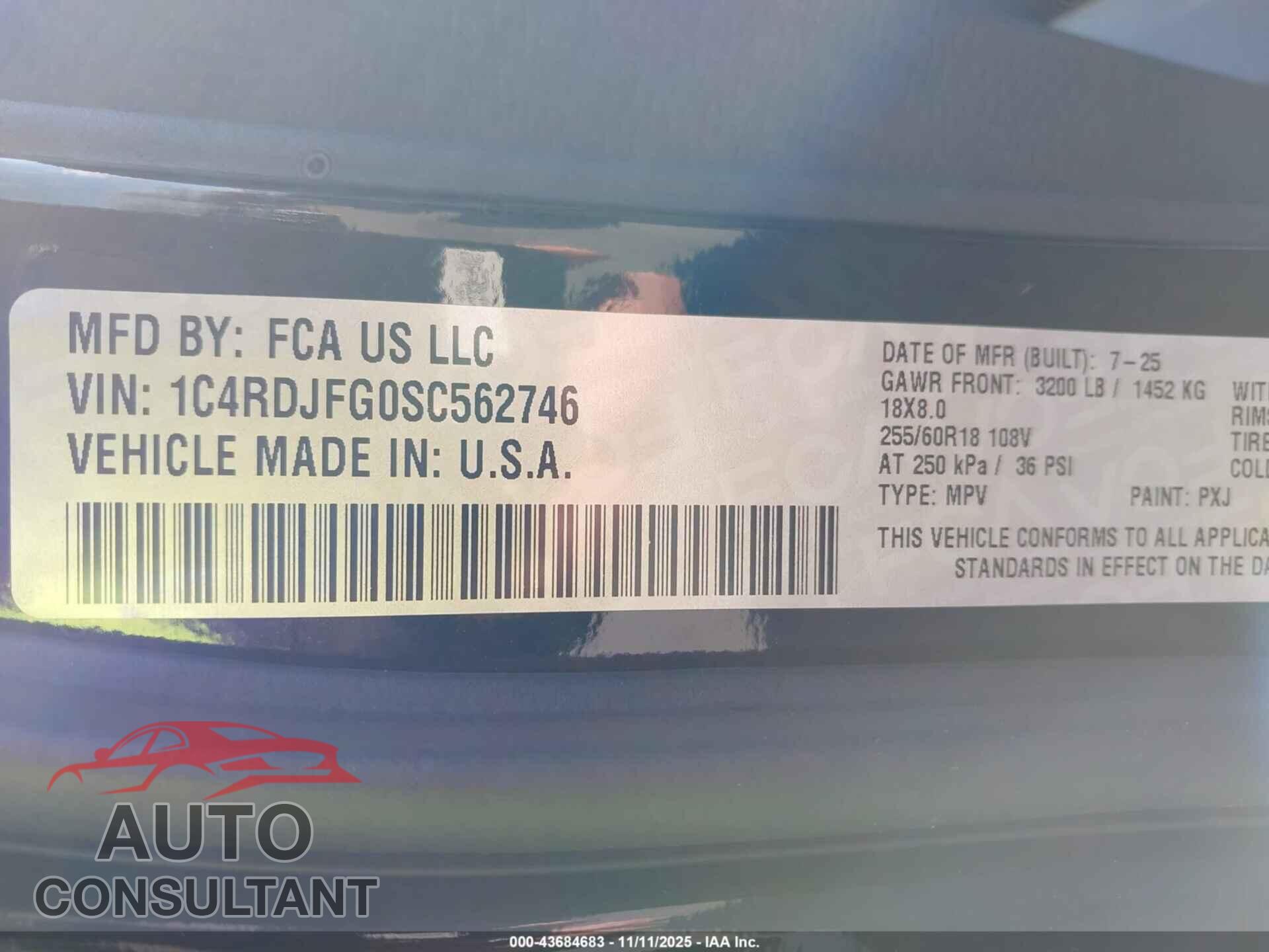DODGE DURANGO 2025 - 1C4RDJFG0SC562746