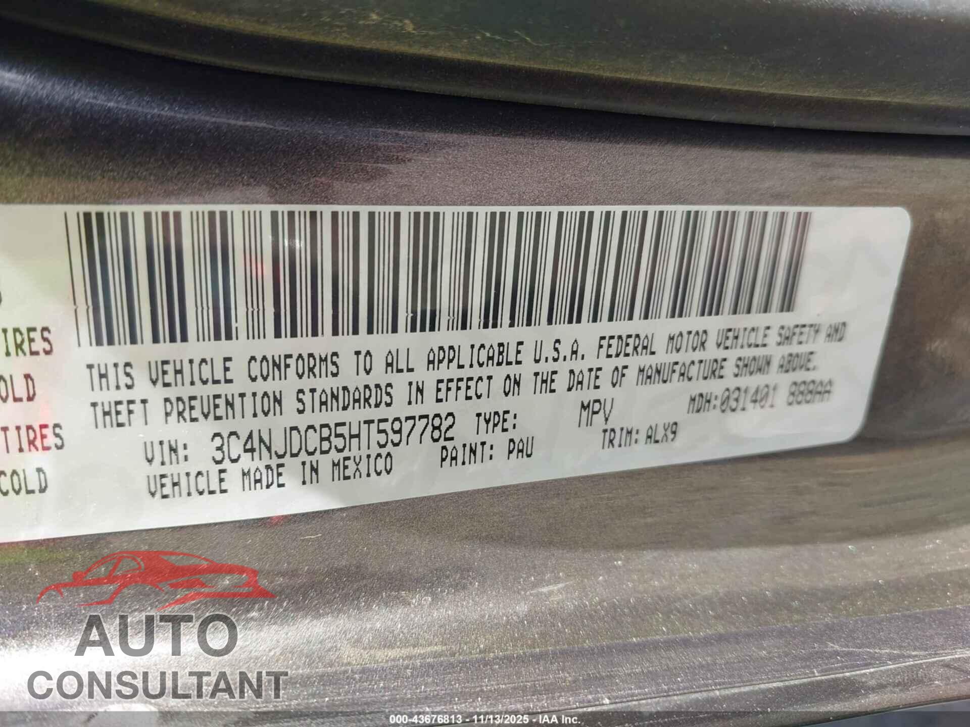 JEEP NEW COMPASS 2017 - 3C4NJDCB5HT597782