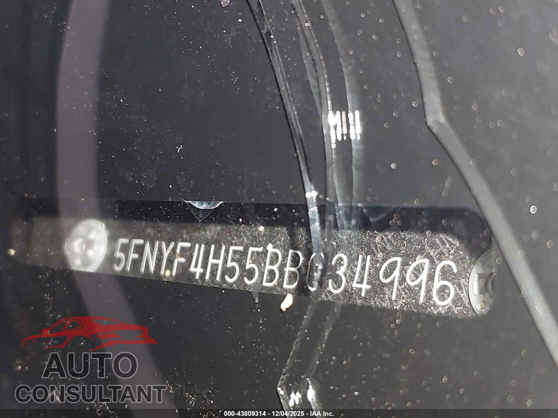HONDA PILOT 2011 - 5FNYF4H55BB034996