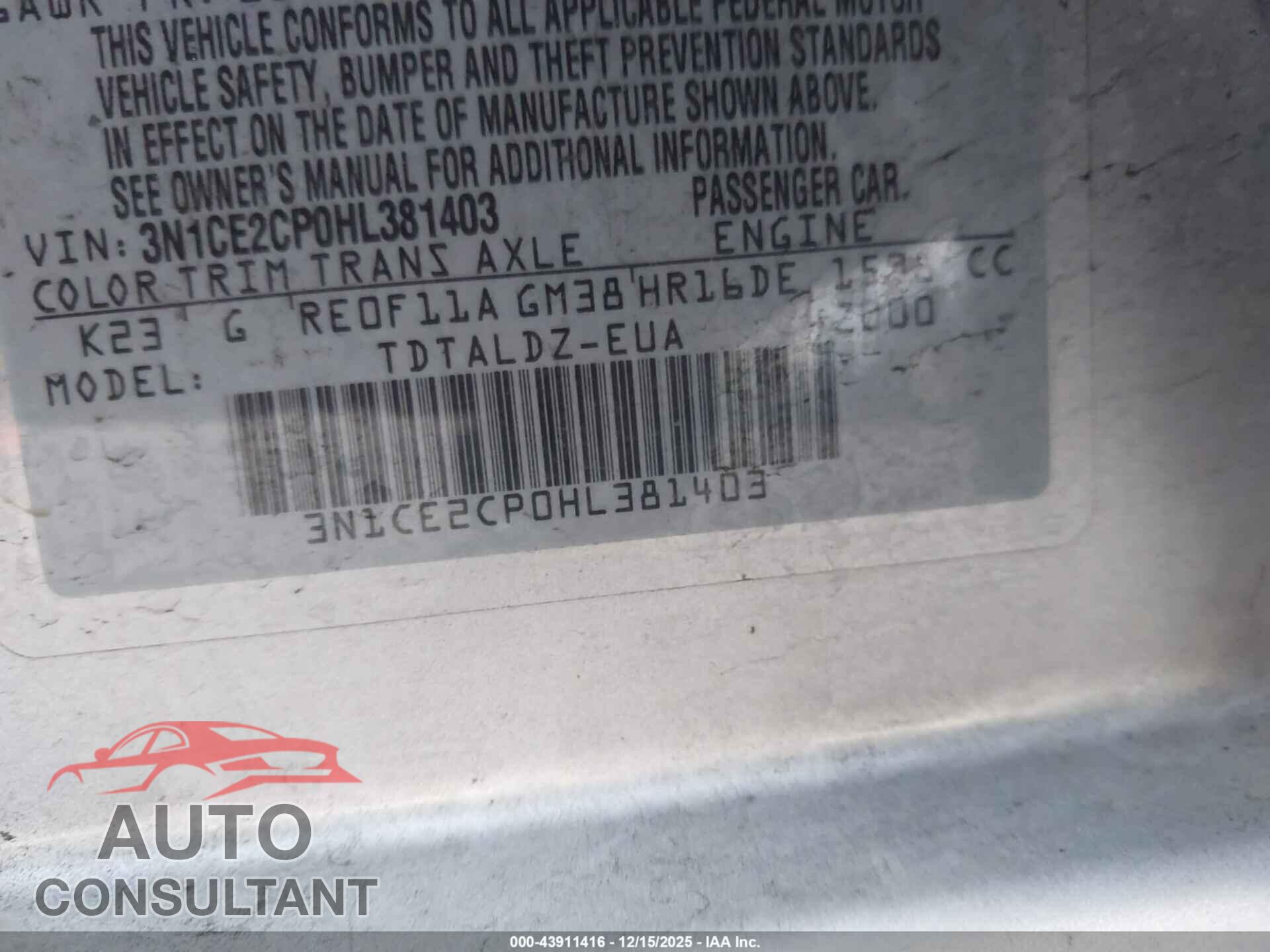 NISSAN VERSA NOTE 2017 - 3N1CE2CP0HL381403