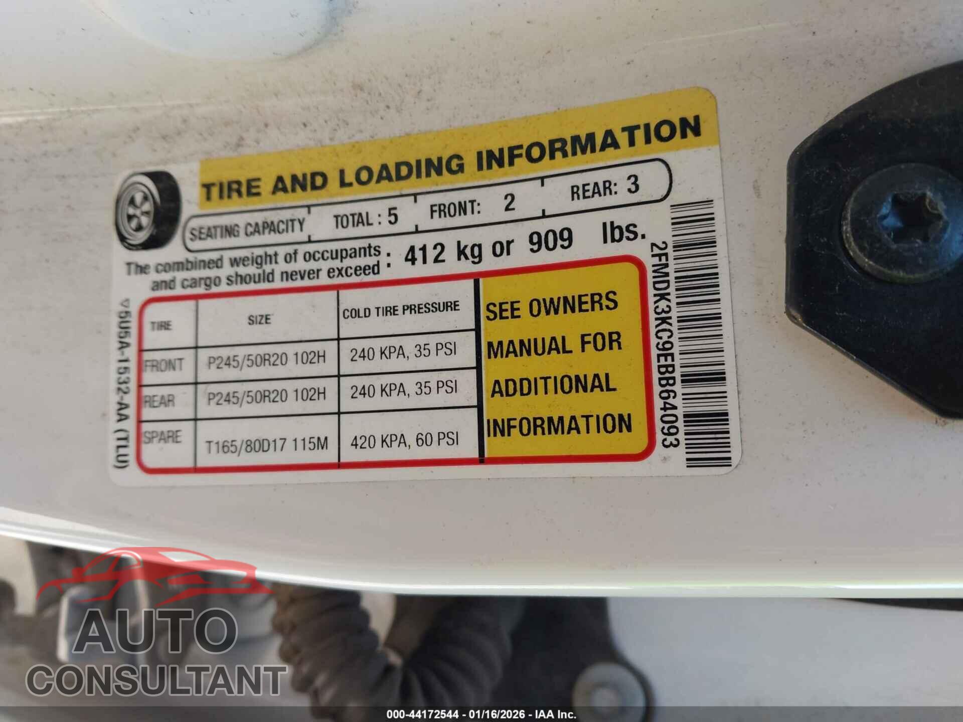FORD EDGE 2014 - 2FMDK3KC9EBB64093