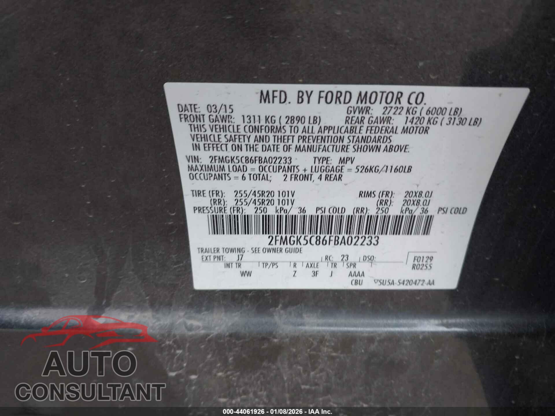 FORD FLEX 2015 - 2FMGK5C86FBA02233