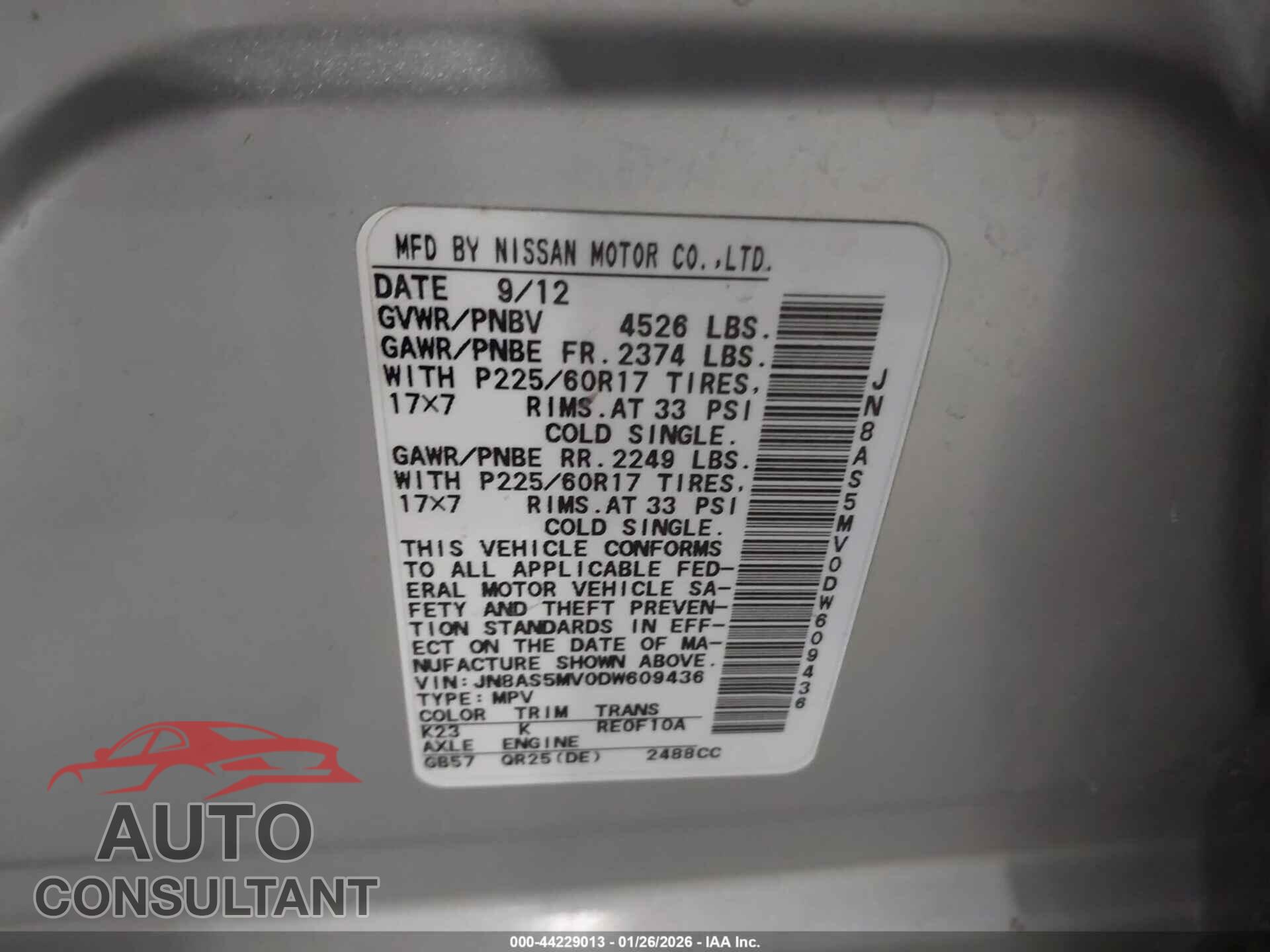 NISSAN ROGUE 2013 - JN8AS5MV0DW609436
