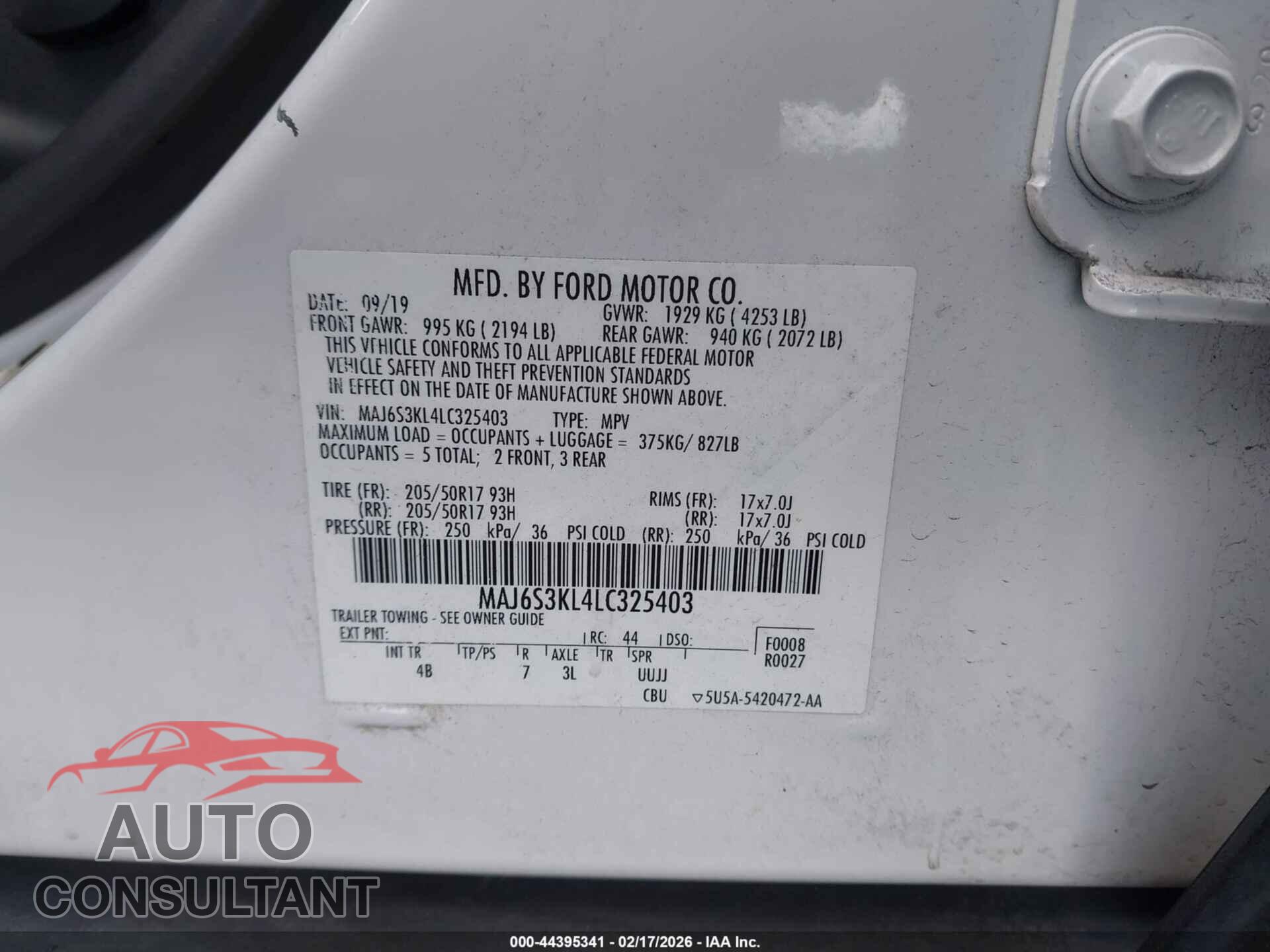 FORD ECOSPORT 2020 - MAJ6S3KL4LC325403
