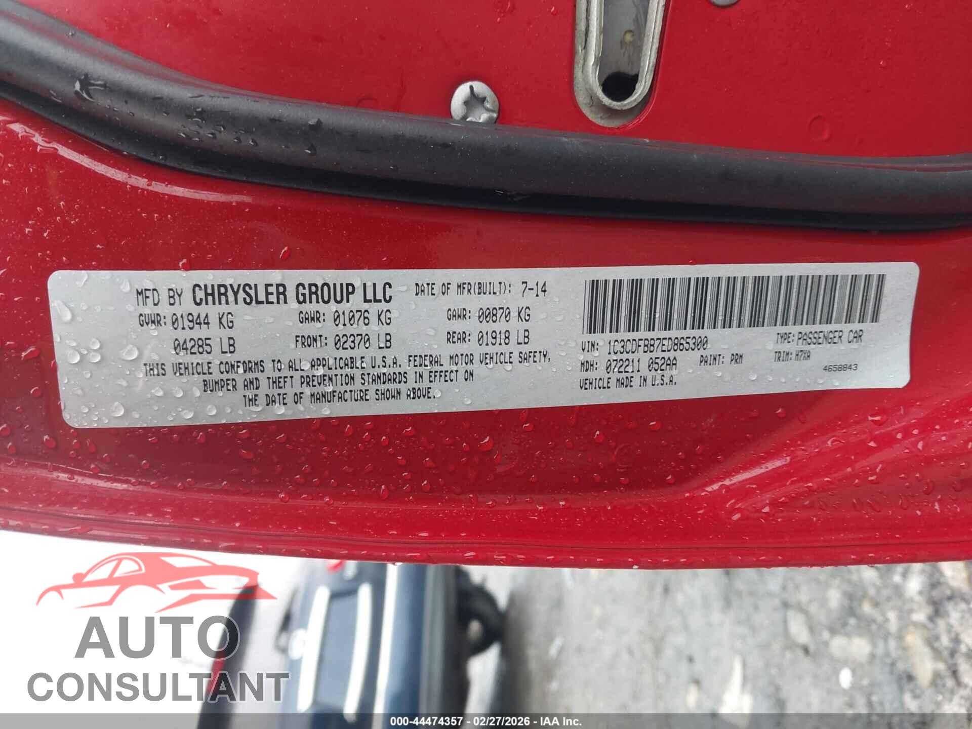 DODGE DART 2014 - 1C3CDFBB7ED865300